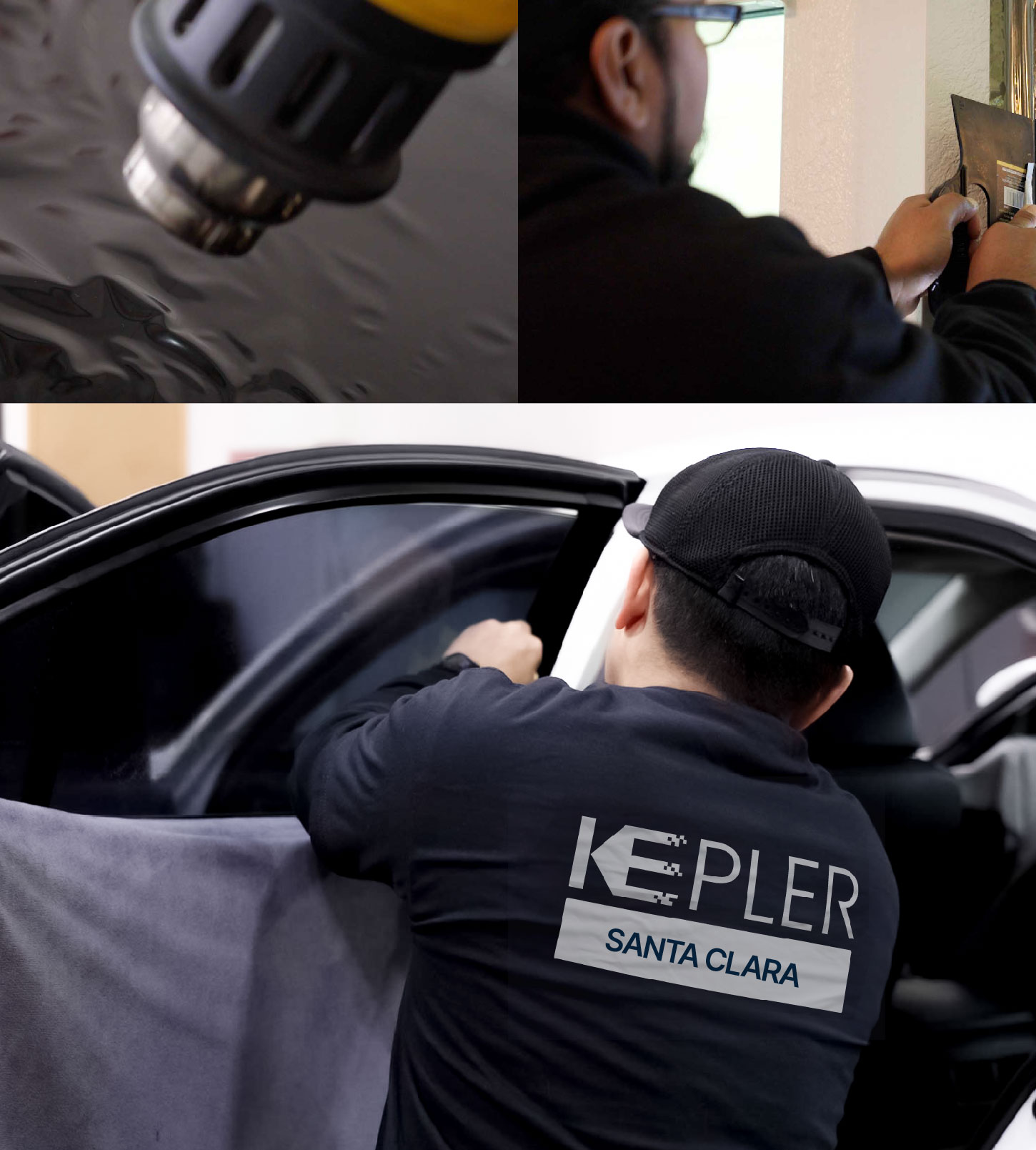 Automotive Window Tinting Expert Applying Film in Santa Clara, California