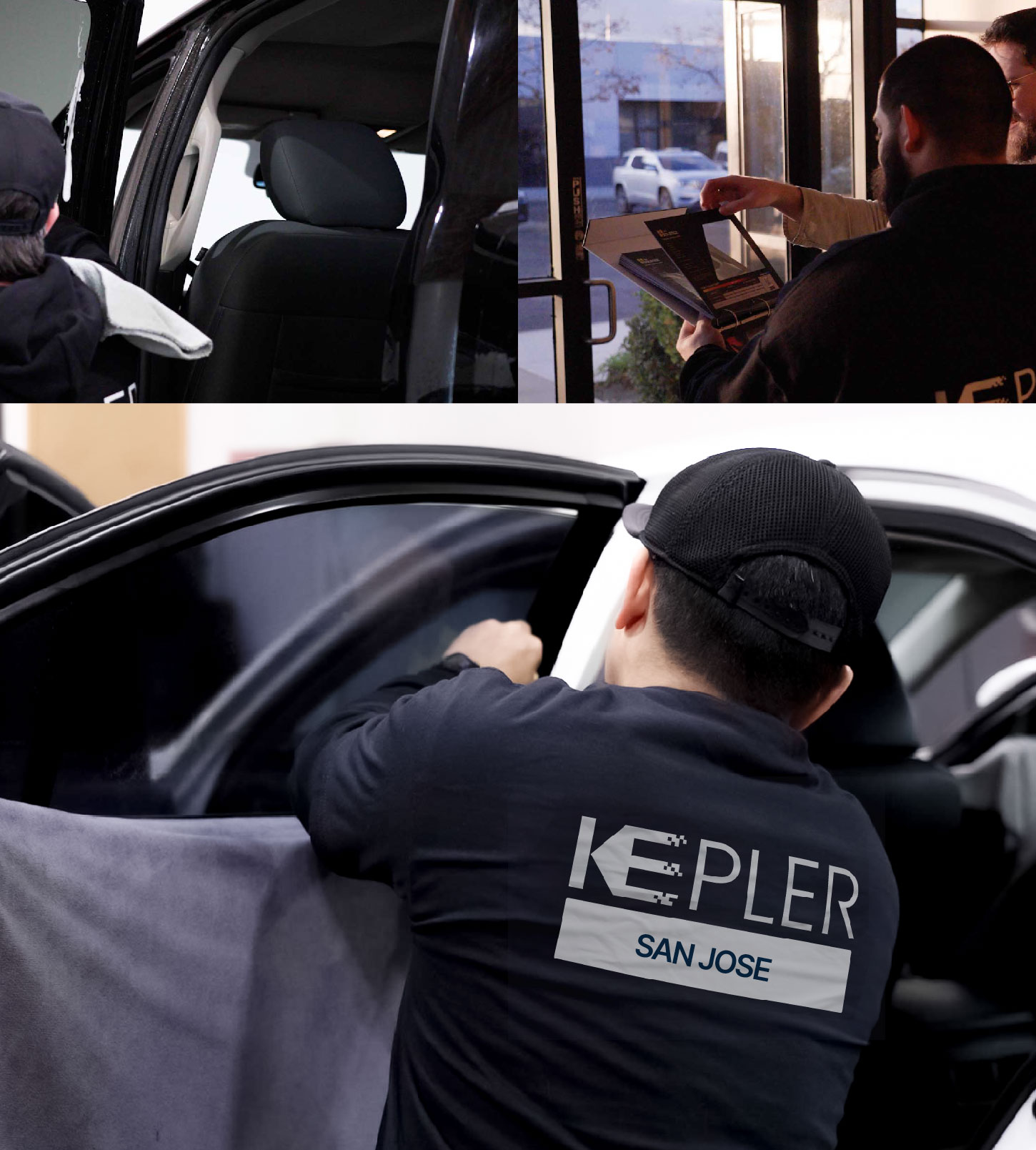 Automotive Window Tinting Expert Applying Film in San Jose, California