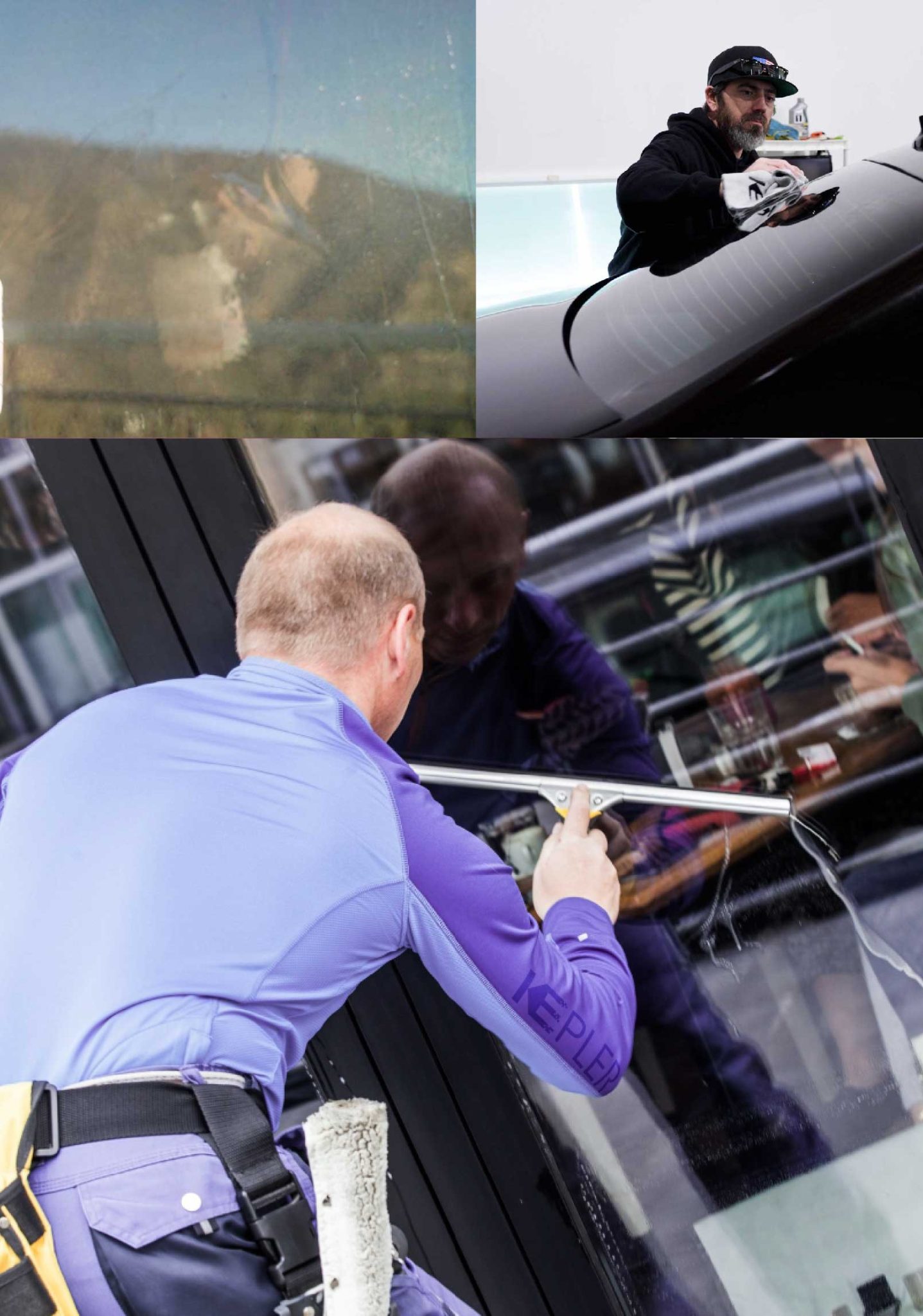 Kepler Skilled Applying Anti-Graffiti Window Film to a Millville Shop Front