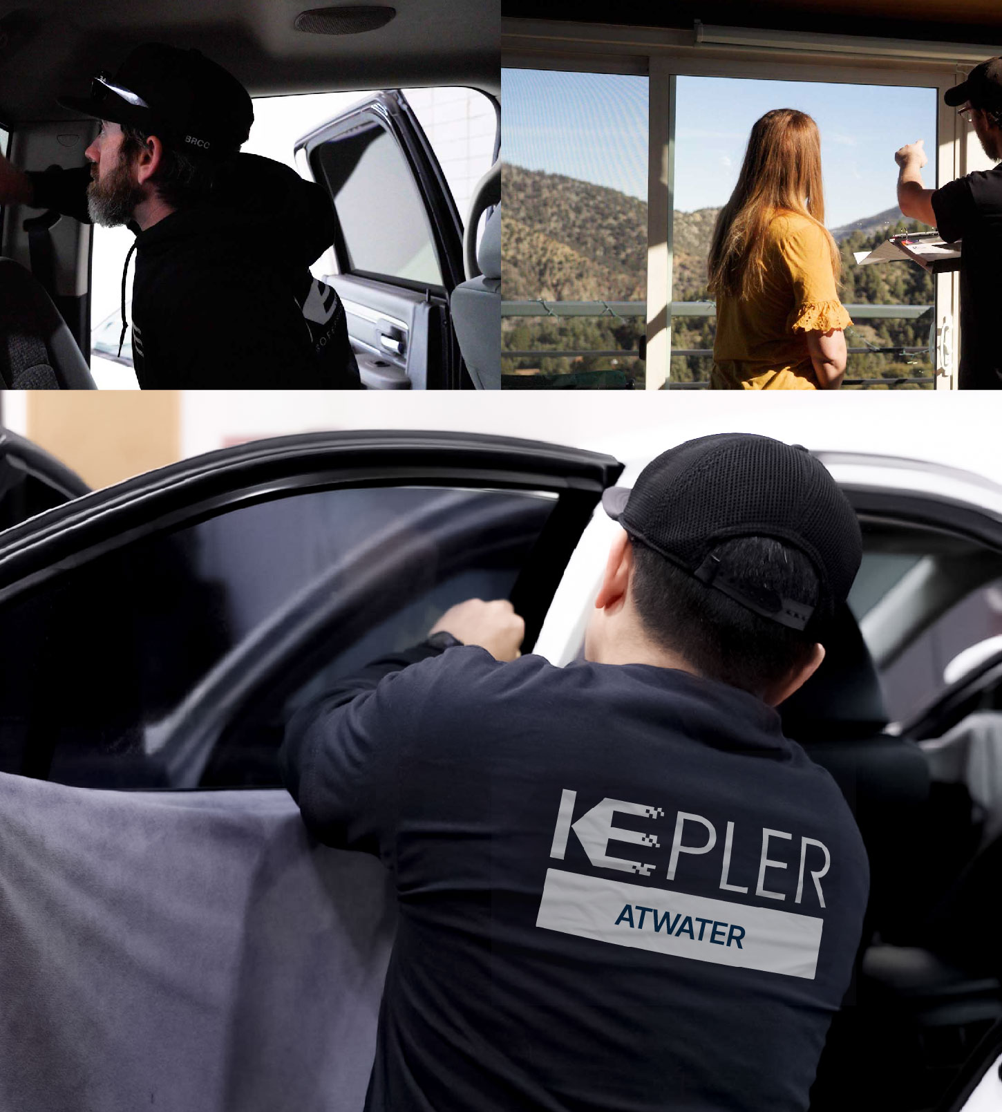Automotive Window Tinting Expert Applying Film in Atwater, California