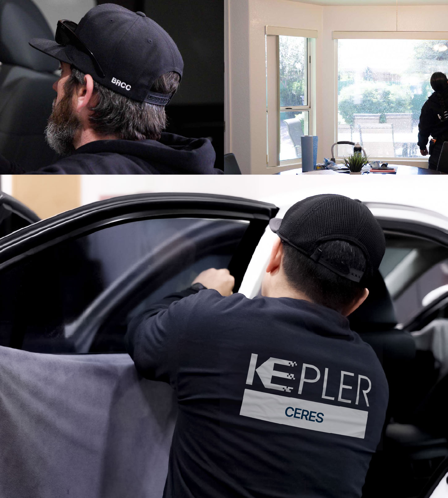 Automotive Window Tinting Expert Applying Film in Ceres, California