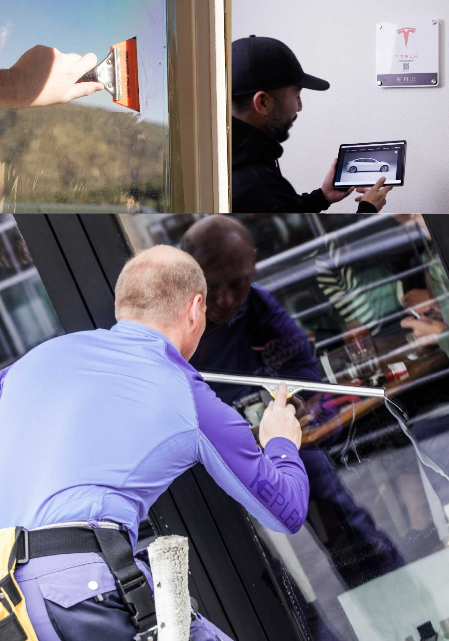 Kepler Professional Applying Anti-Graffiti Window Film to a Bayville Shop Front