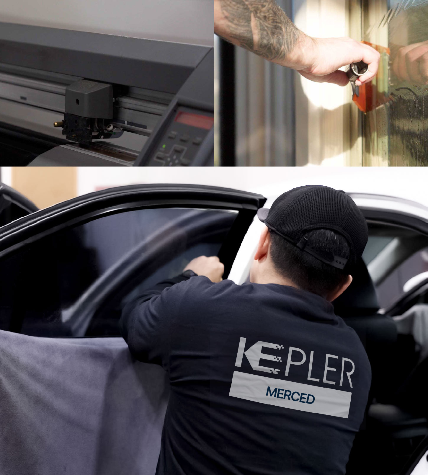 Automotive Window Tinting Expert Applying Film in Merced, California