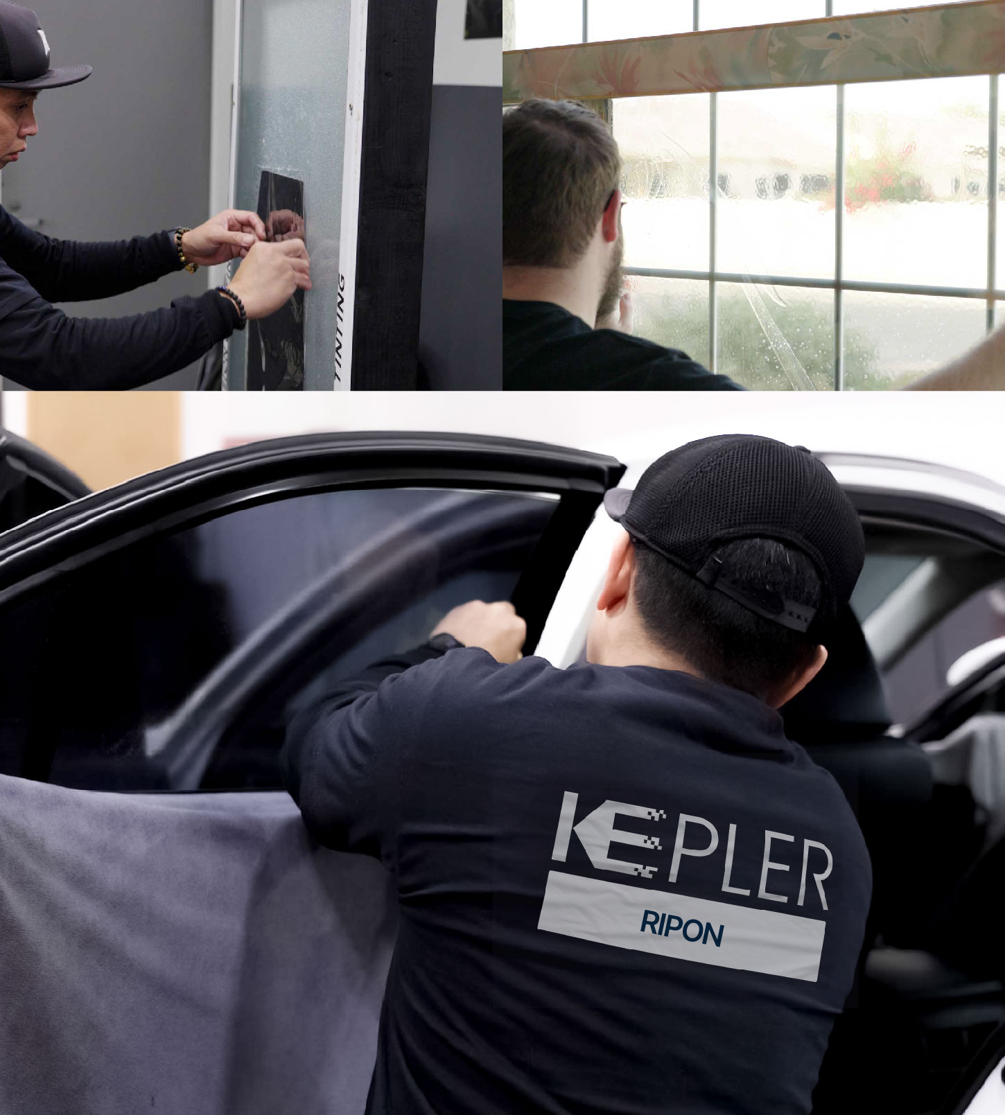 Automotive Window Tinting Expert Applying Film in Ripon, California