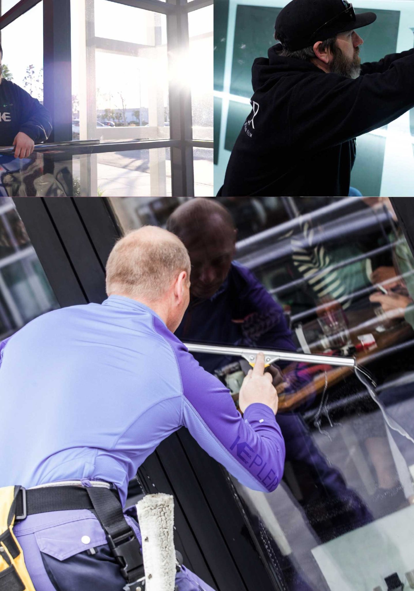 Kepler Skilled Applying Anti-Graffiti Window Film to a South River Shop Front
