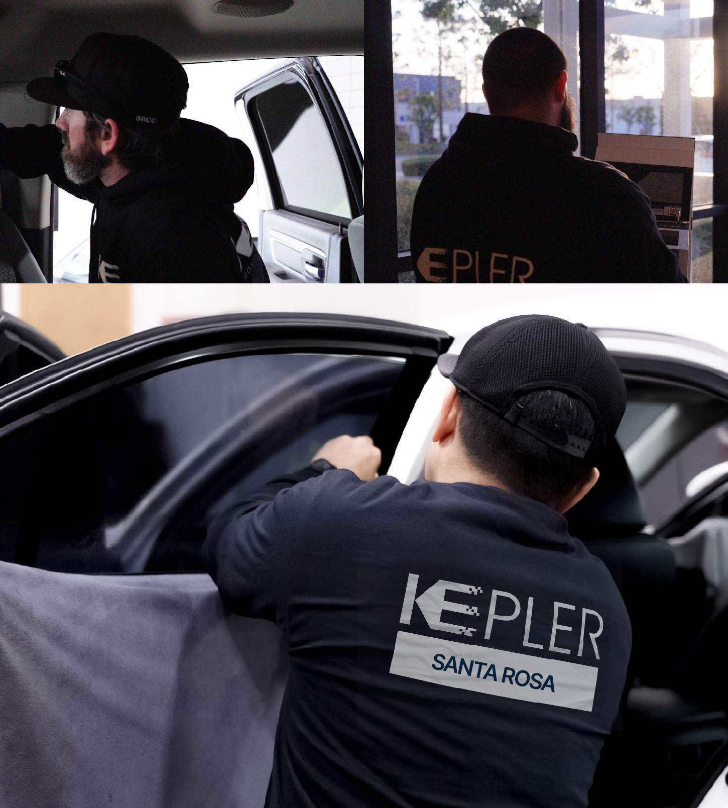 Automotive Window Tinting Expert Applying Film in Santa Rosa, California