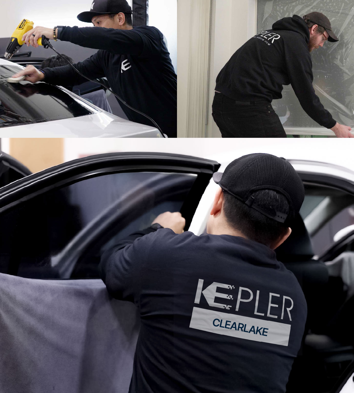 Automotive Window Tinting Expert Applying Film in Clearlake, California