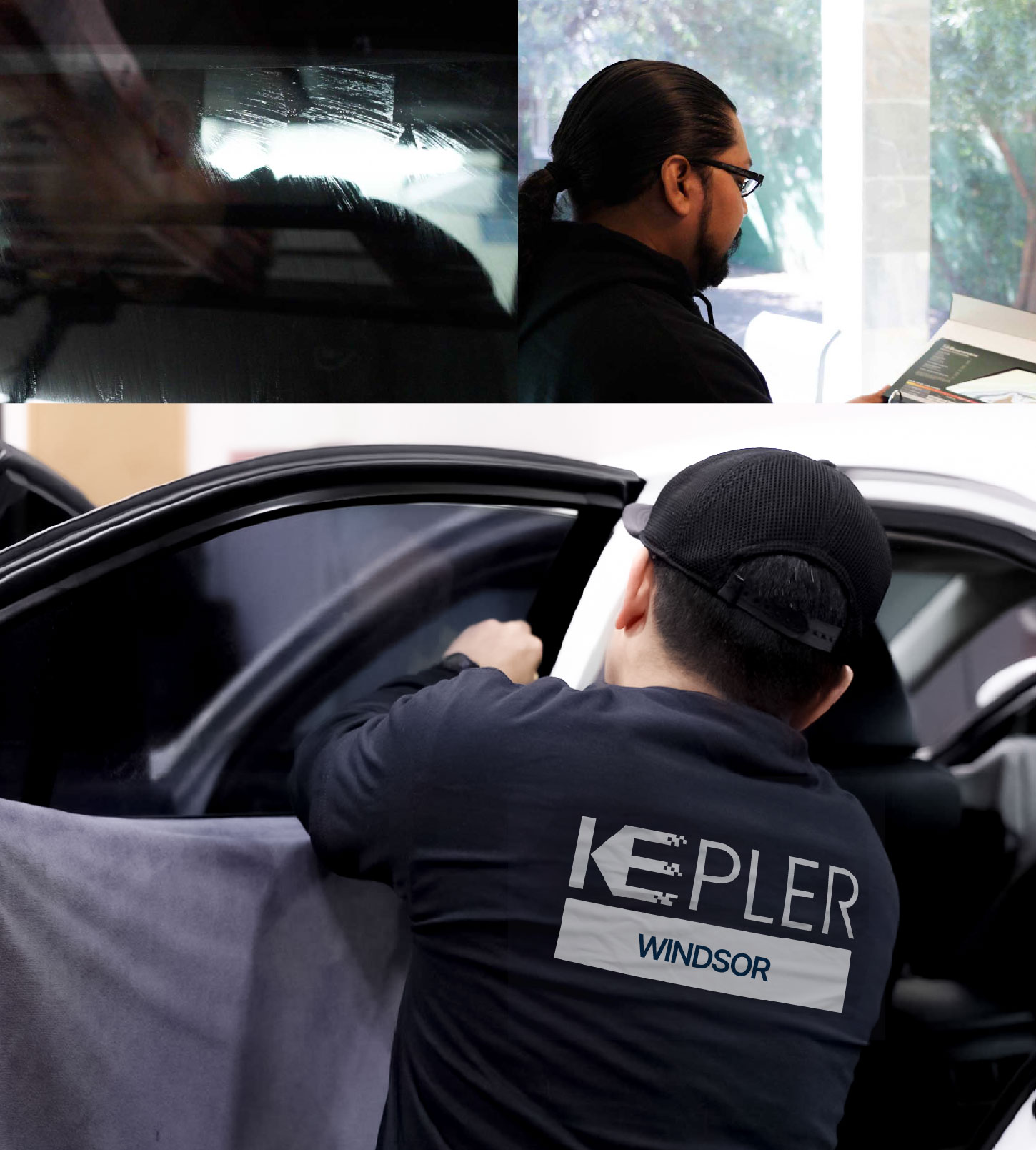 Automotive Window Tinting Expert Applying Film in Windsor, California