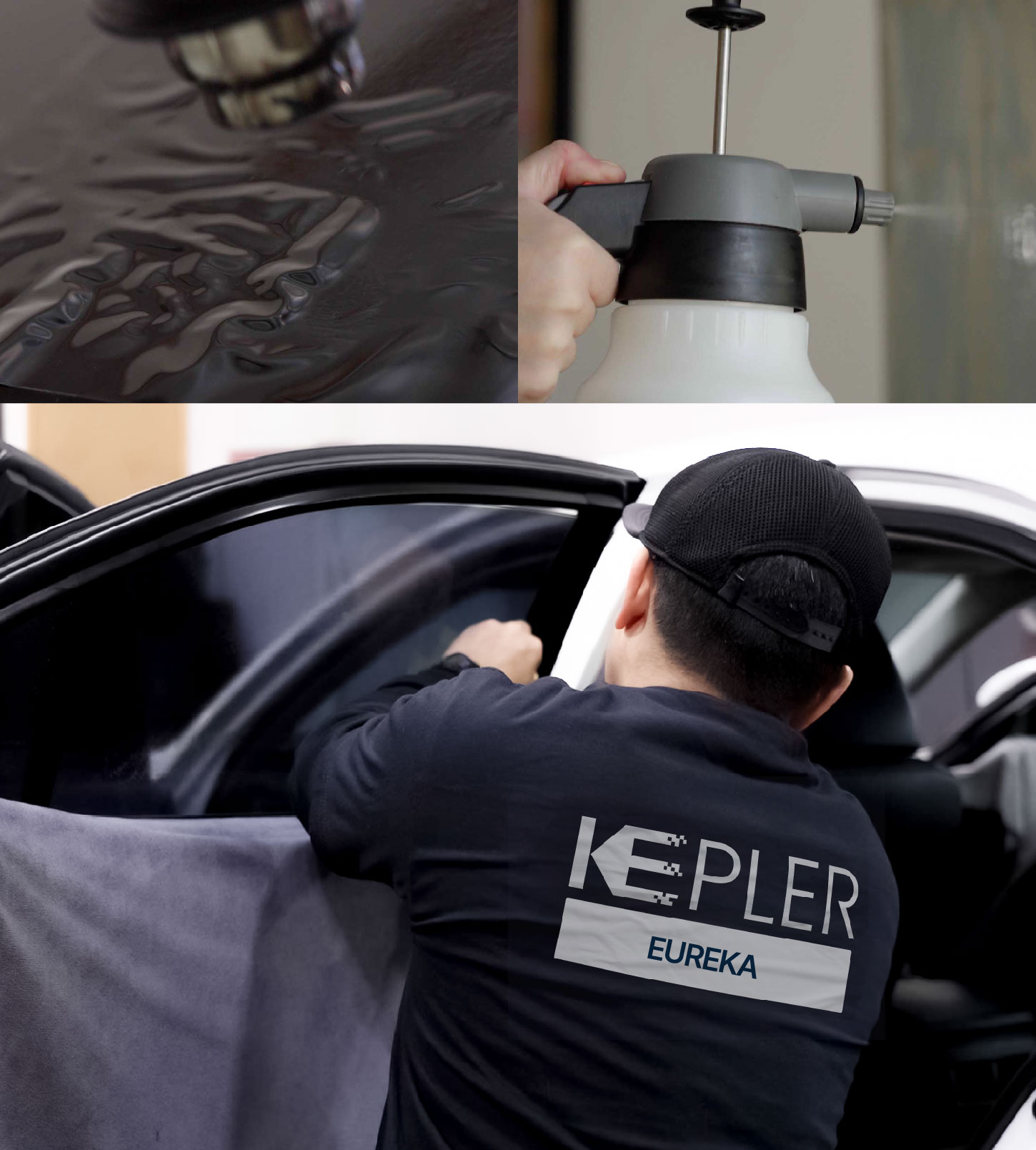 Automotive Window Tinting Expert Applying Film in Eureka, California