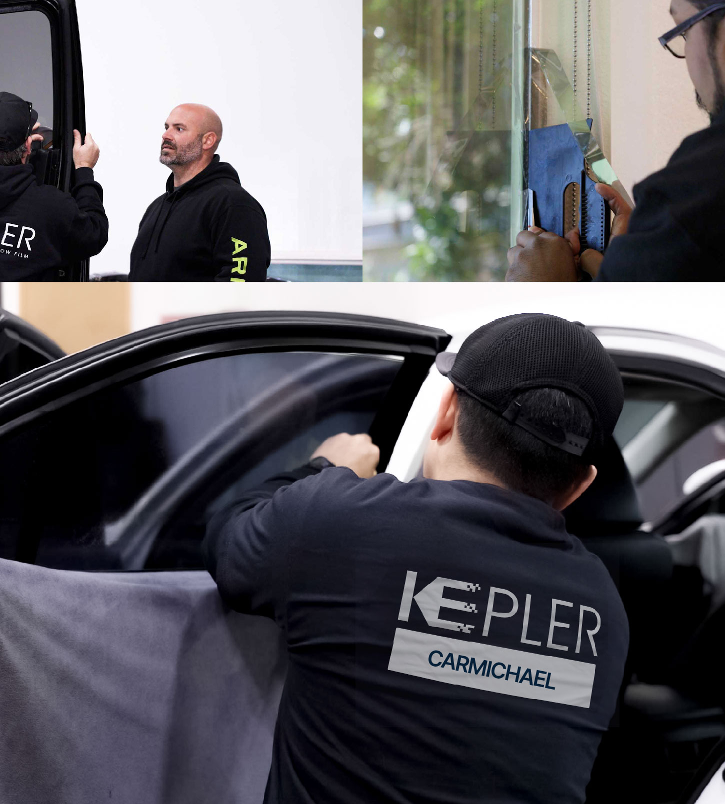 Automotive Window Tinting Expert Applying Film in Carmichael, California