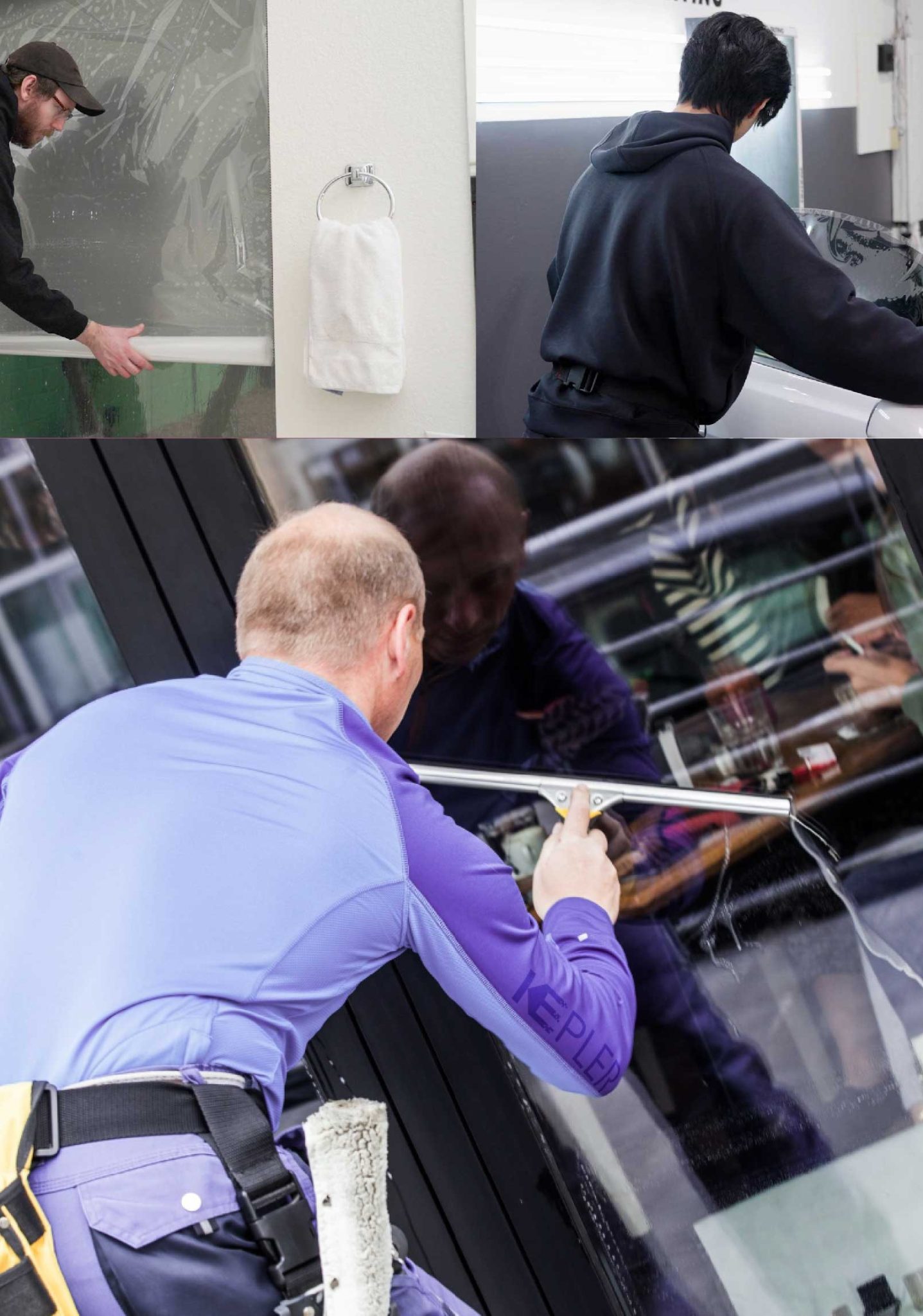 Kepler Professional Applying Anti-Graffiti Window Film to a Eastchester Shop Front