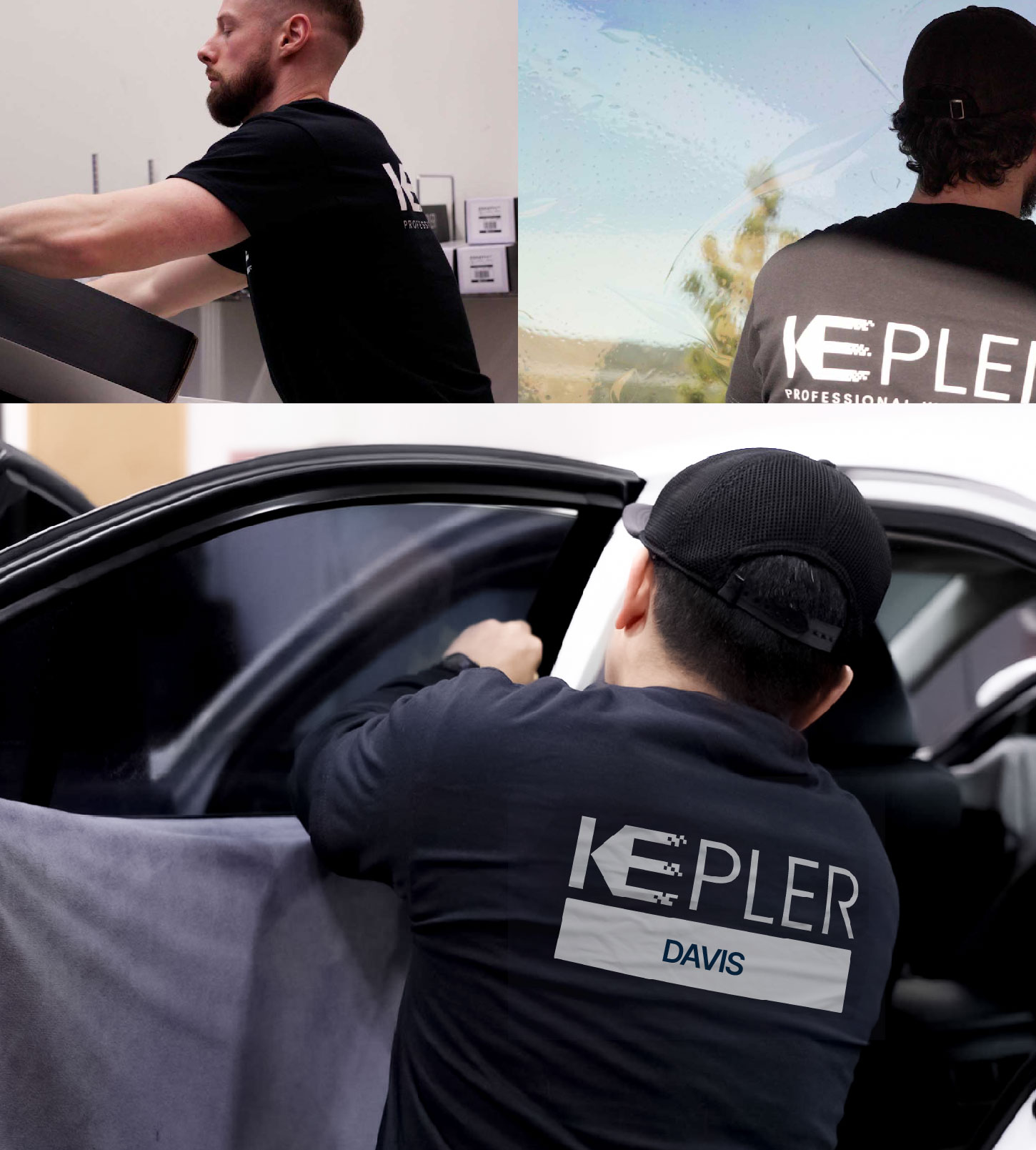 Automotive Window Tinting Expert Applying Film in Davis, California