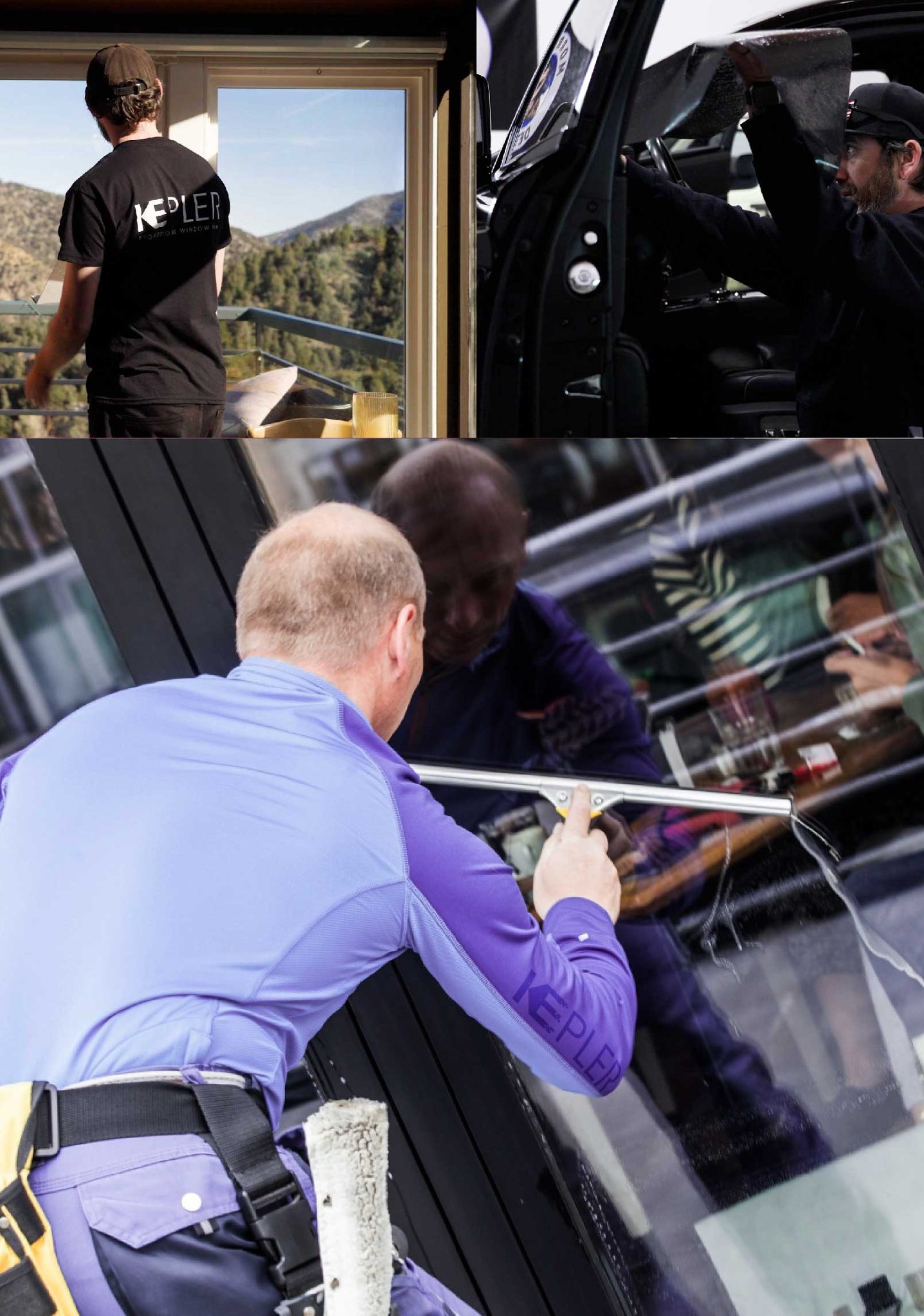 Kepler Skilled Applying Anti-Graffiti Window Film to a New Milford Shop Front