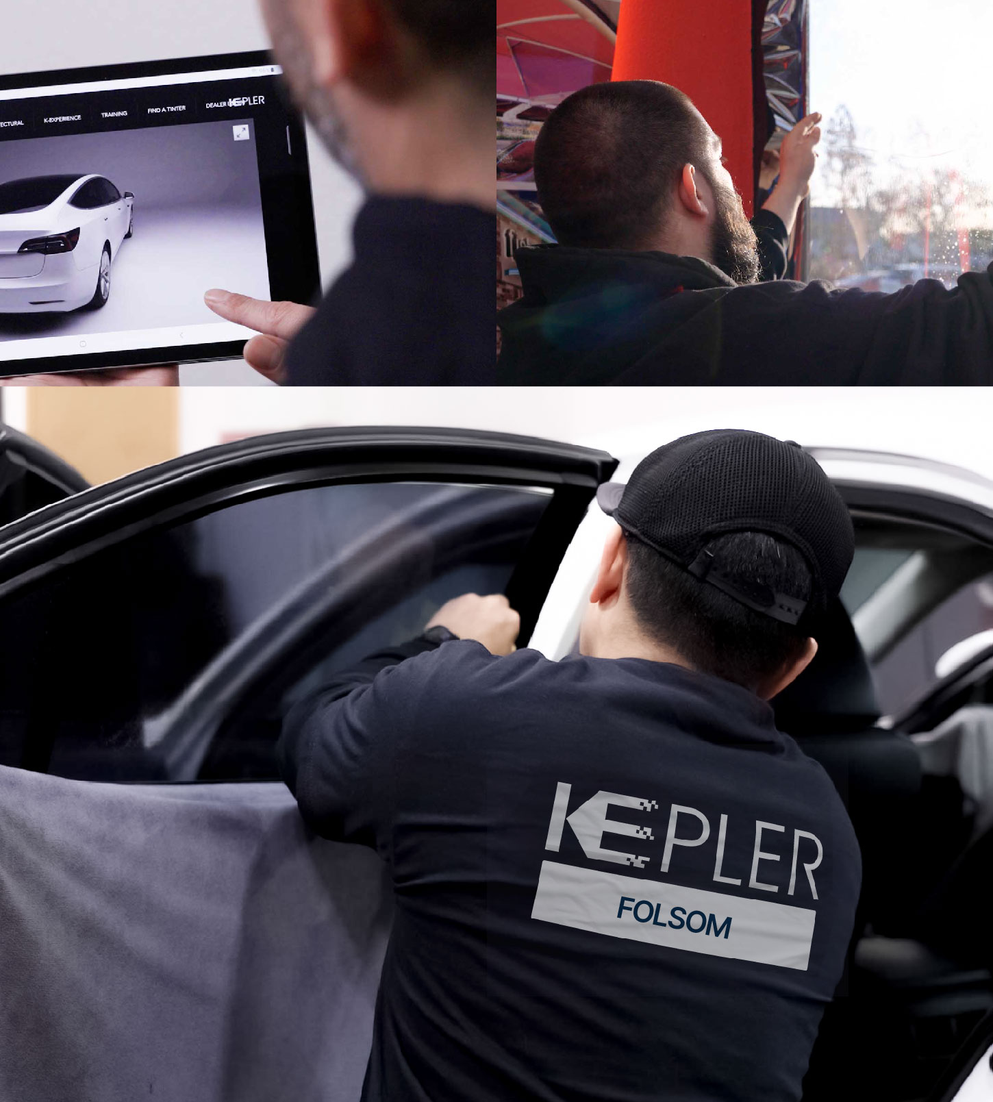 Automotive Window Tinting Expert Applying Film in Folsom, California