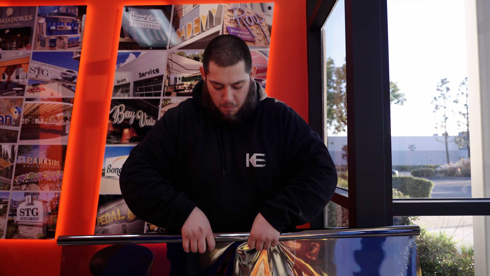 Professional Shop Window Tinting Preparation in North Fort Myers