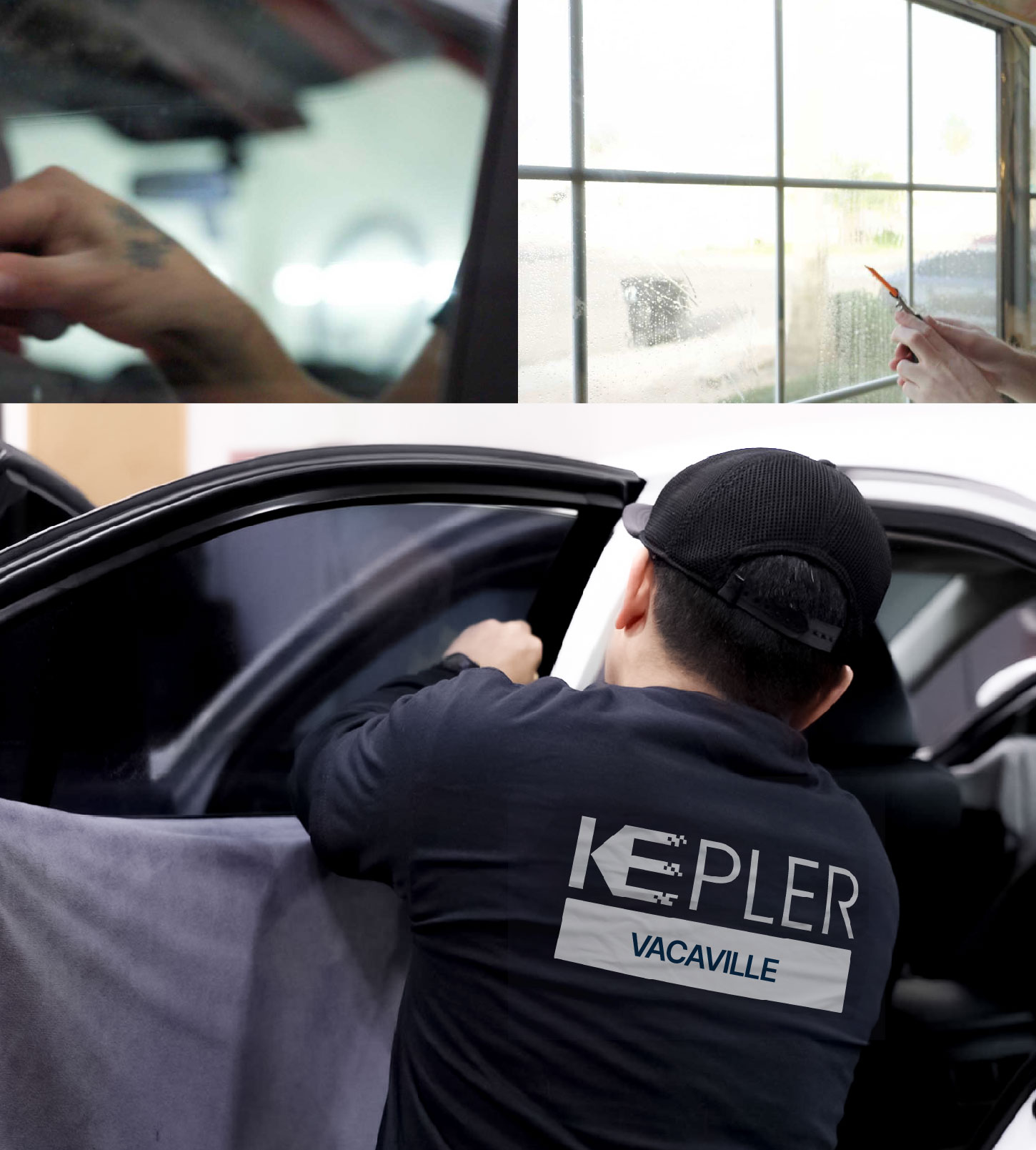 Automotive Window Tinting Expert Applying Film in Vacaville, California