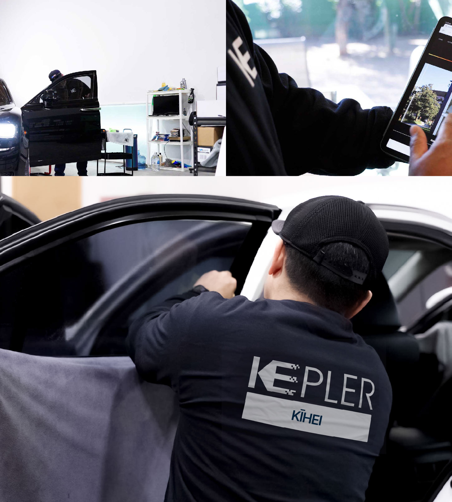 Automotive Window Tinting Expert Applying Film in Kīhei, Hawaii