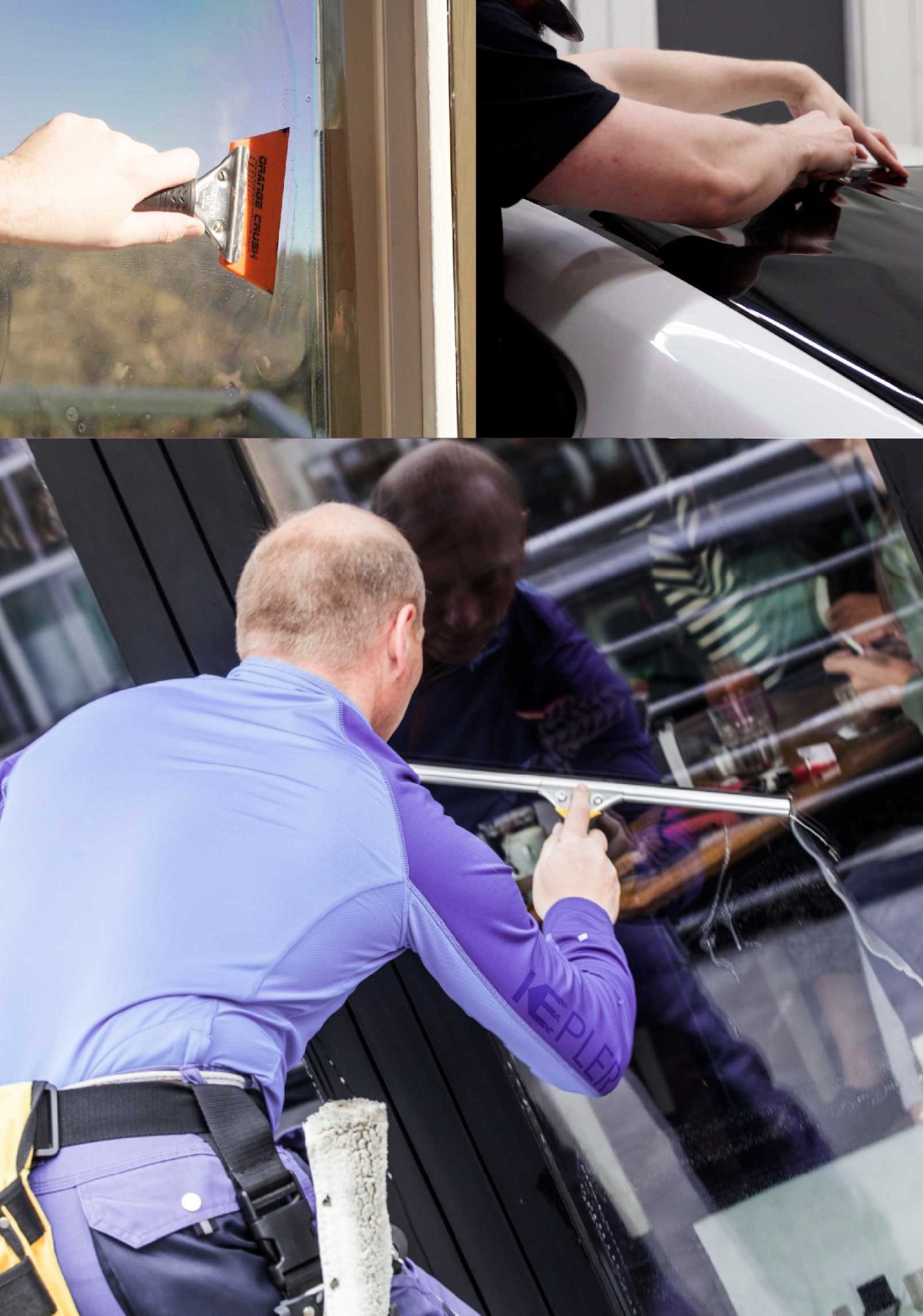 Kepler Skilled Applying Anti-Graffiti Window Film to a Garden City Shop Front