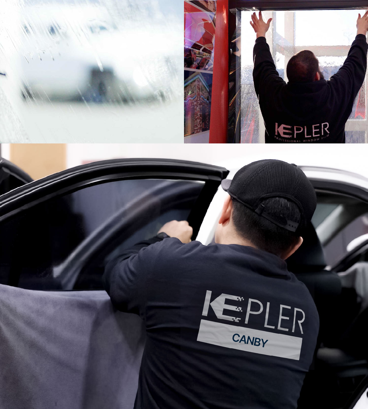 Automotive Window Tinting Expert Applying Film in Canby, Oregon