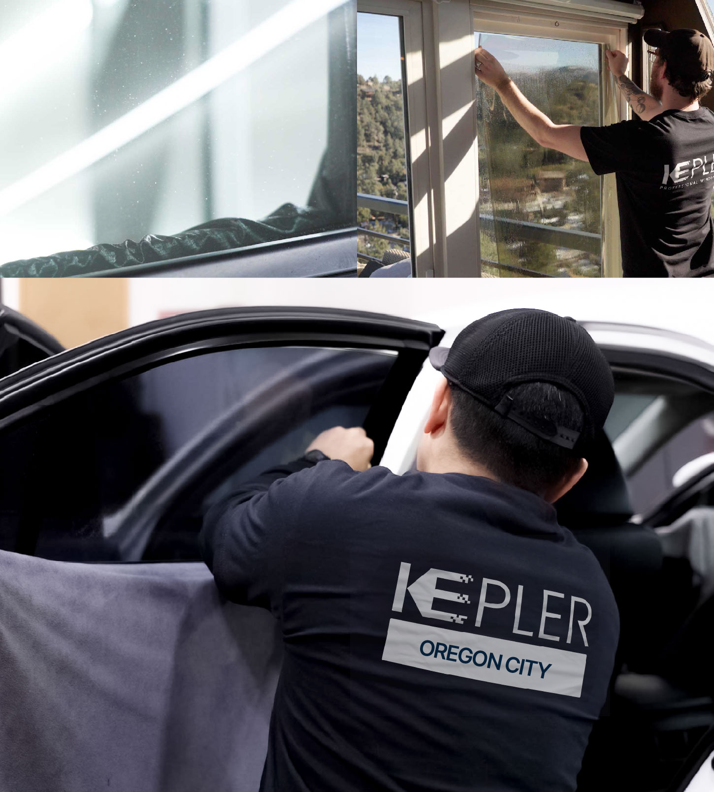 Automotive Window Tinting Expert Applying Film in Oregon City, Oregon