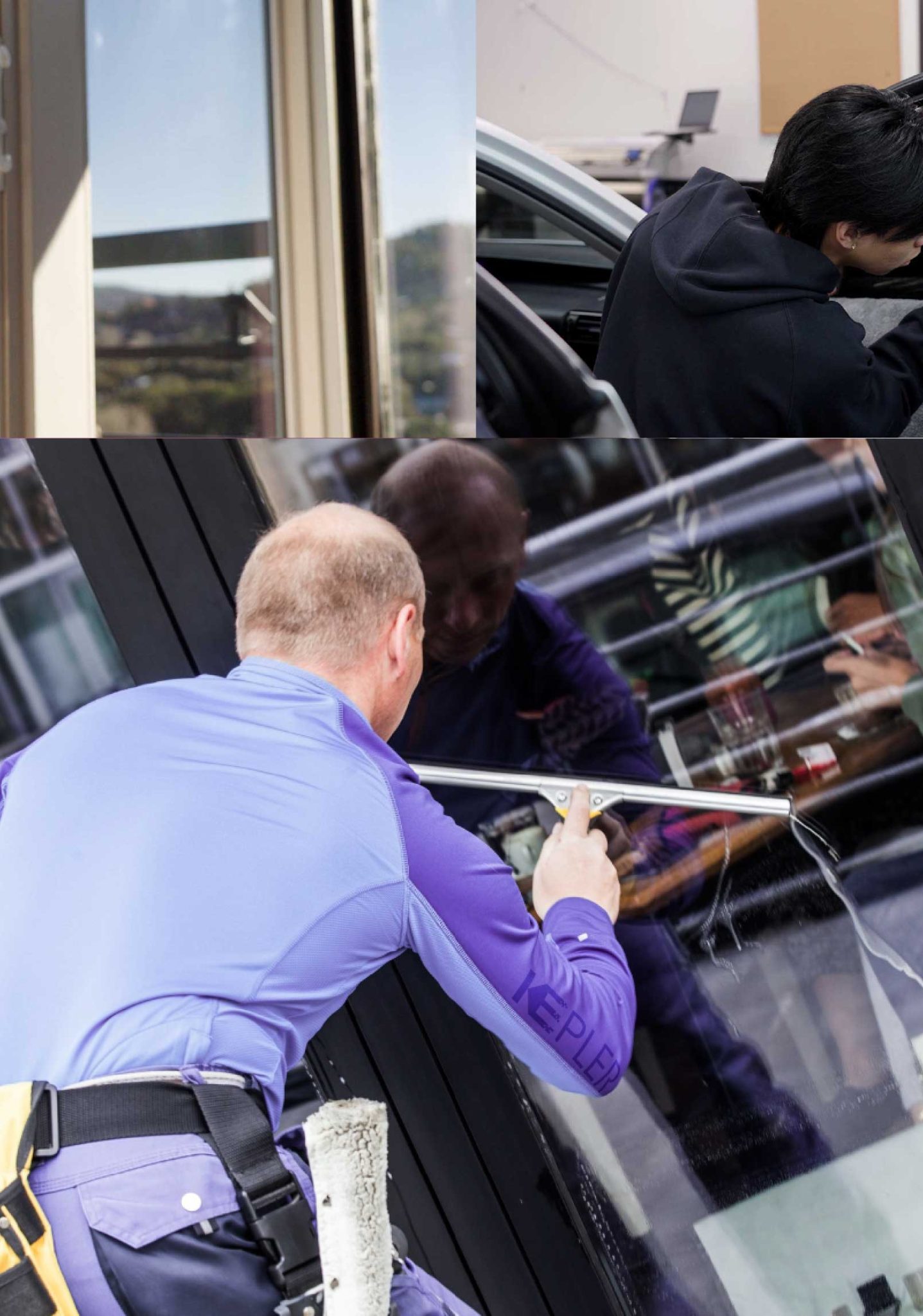 Kepler Skilled Applying Anti-Graffiti Window Film to a Roosevelt Shop Front