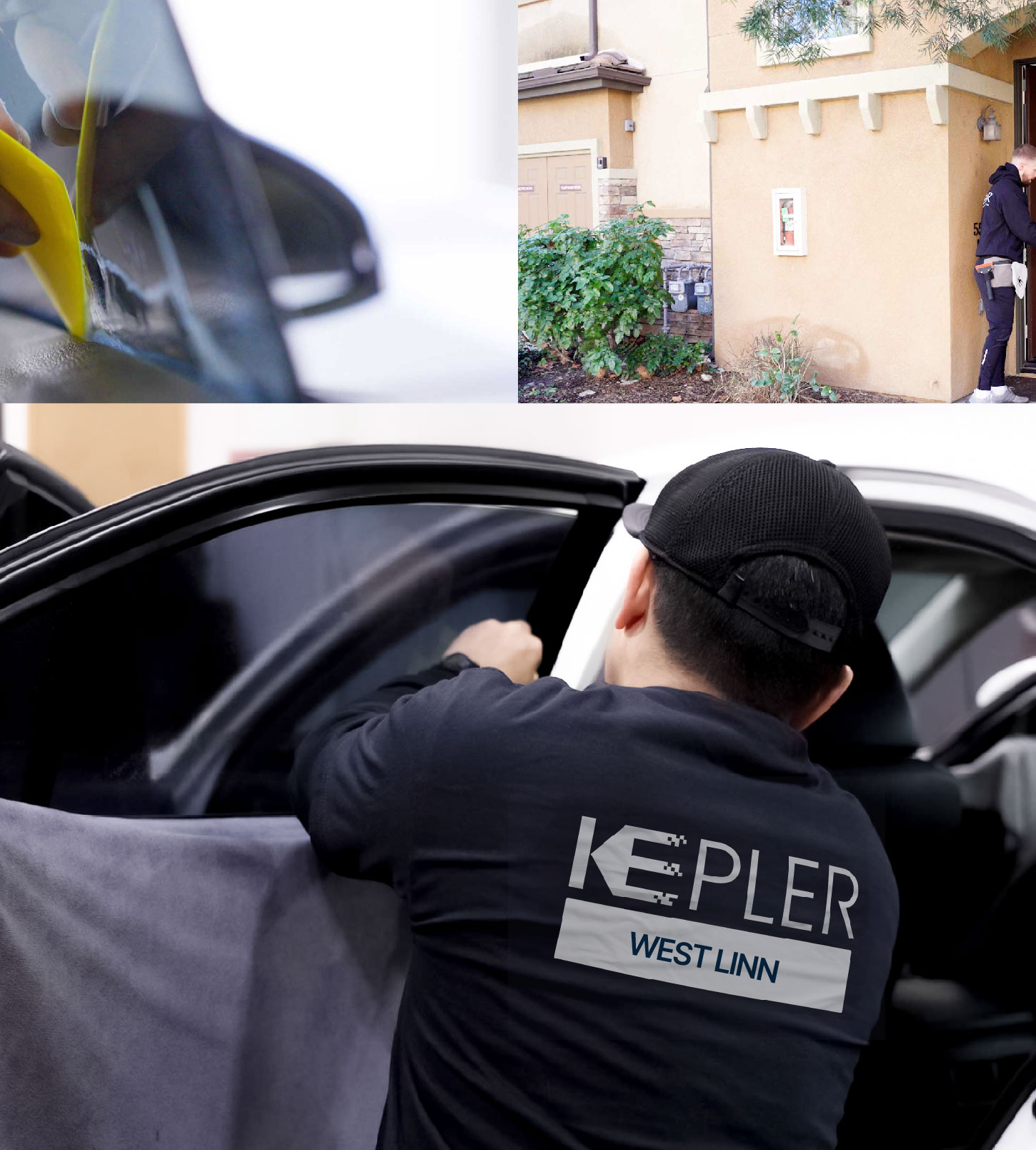 Automotive Window Tinting Expert Applying Film in West Linn, Oregon