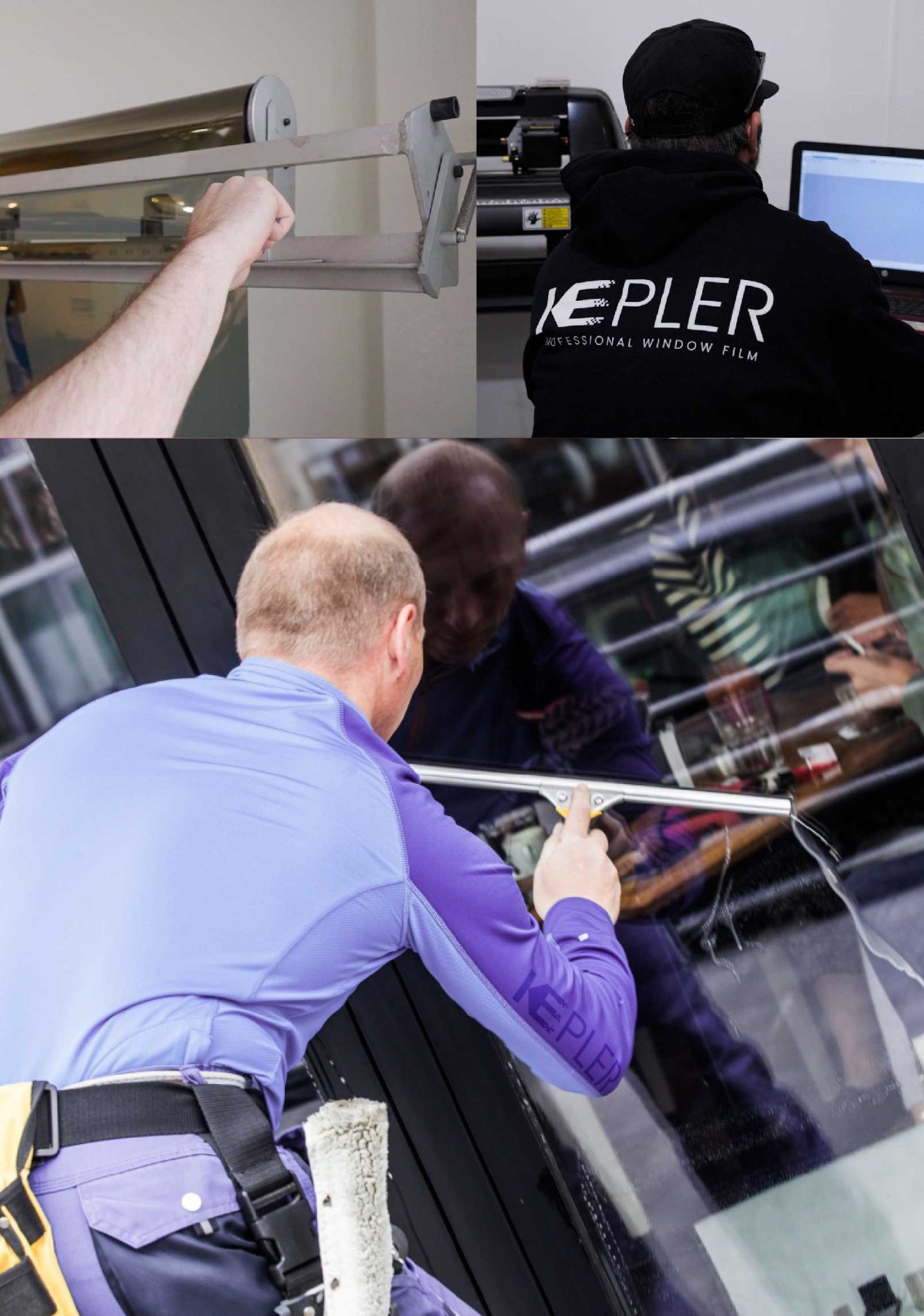 Kepler Skilled Applying Anti-Graffiti Window Film to a Woodmere Shop Front