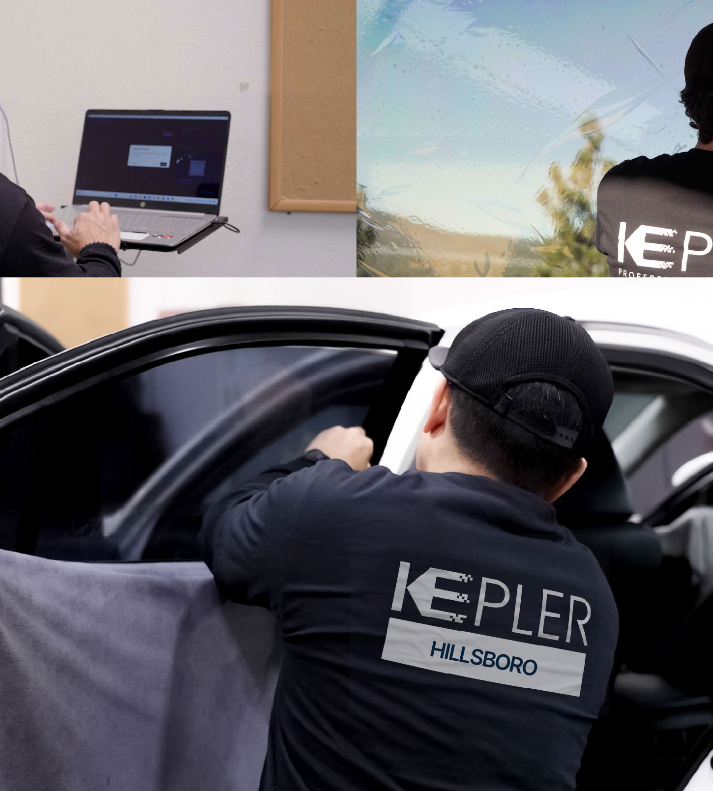 Automotive Window Tinting Expert Applying Film in Hillsboro, Oregon
