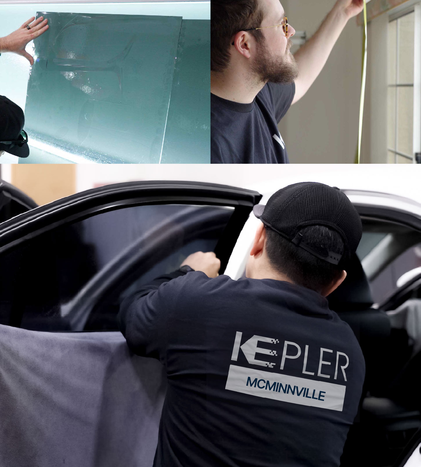 Automotive Window Tinting Expert Applying Film in McMinnville, Oregon