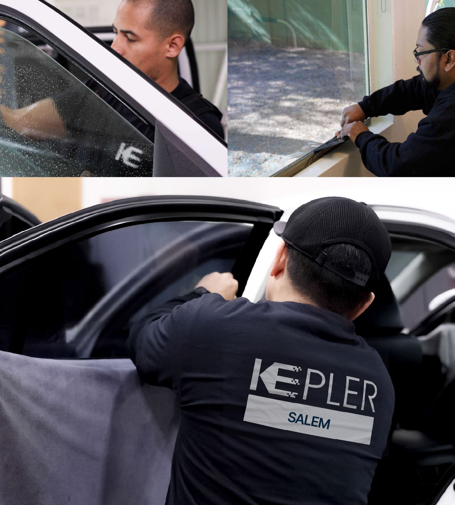 Automotive Window Tinting Expert Applying Film in Salem, Oregon
