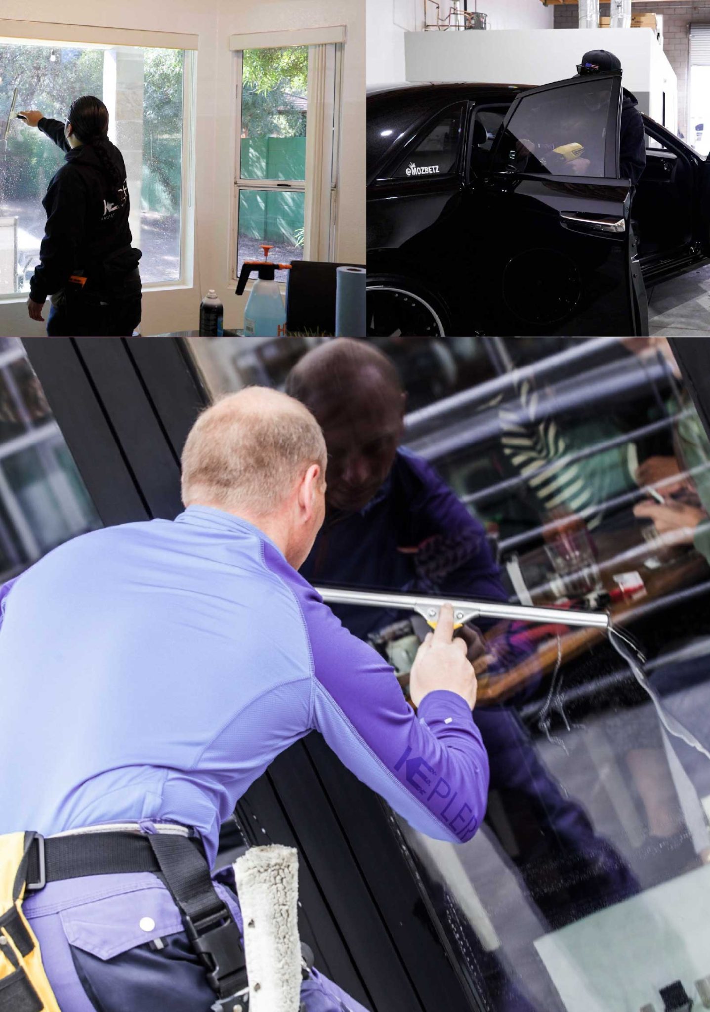 Kepler Professional Applying Anti-Graffiti Window Film to a Centereach Shop Front