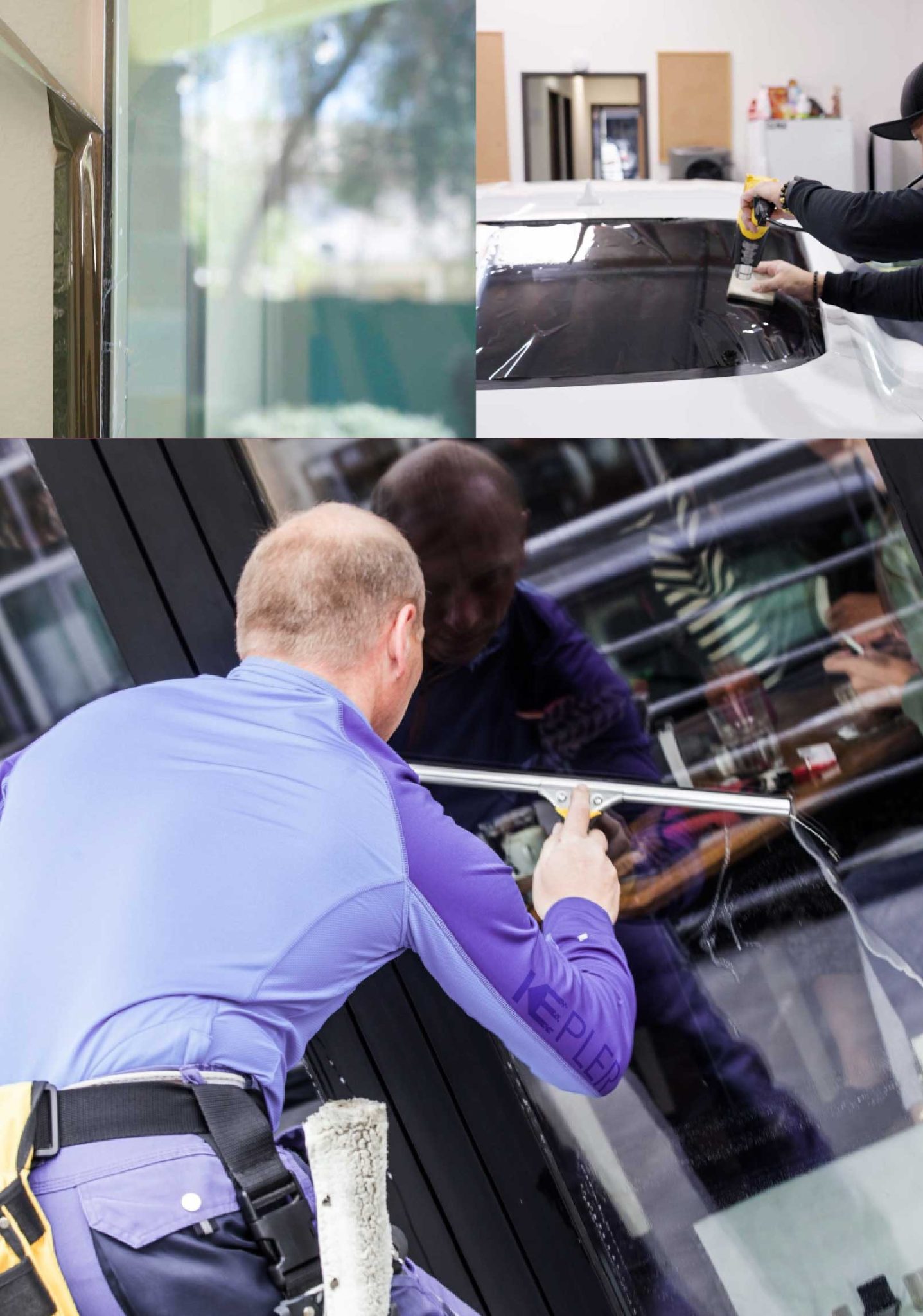 Kepler Skilled Applying Anti-Graffiti Window Film to a East Setauket Shop Front