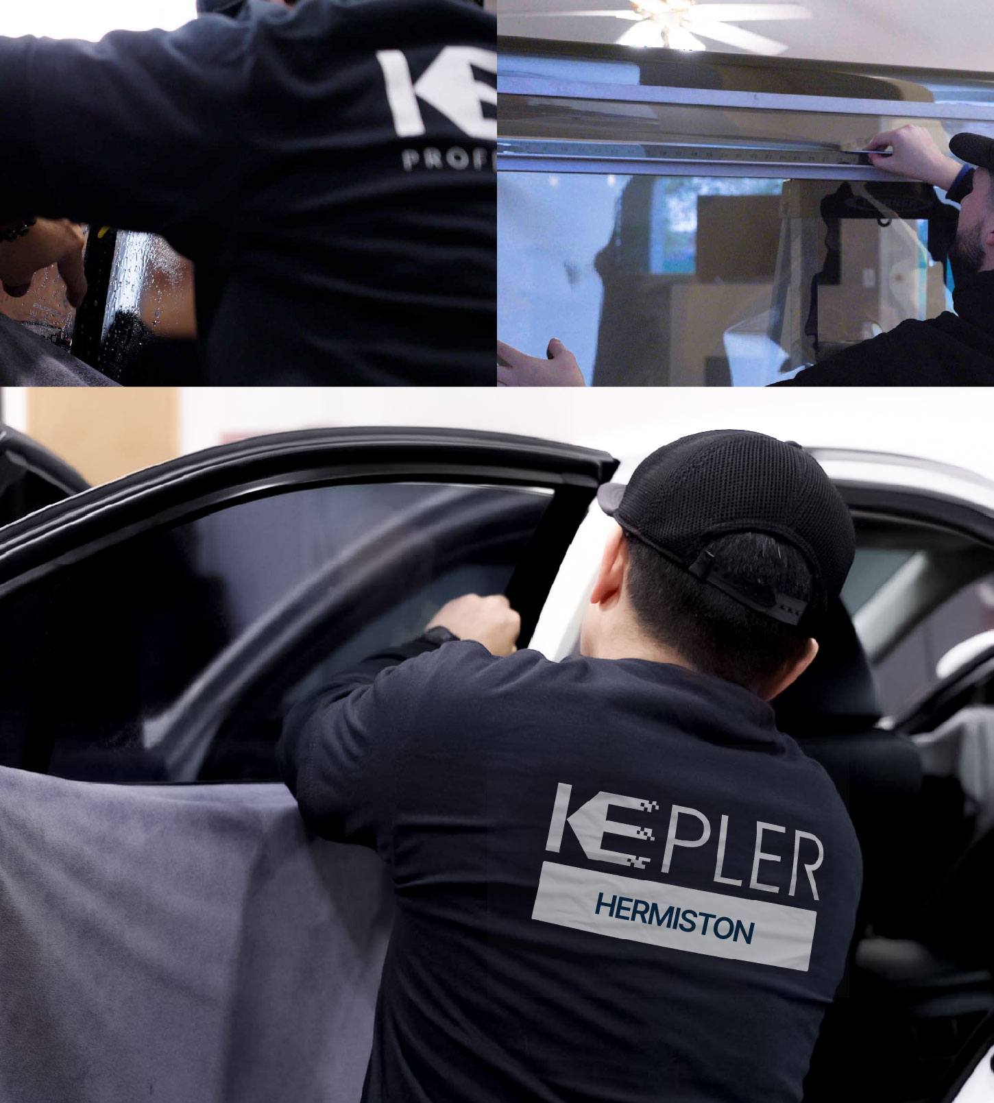 Automotive Window Tinting Expert Applying Film in Hermiston, Oregon