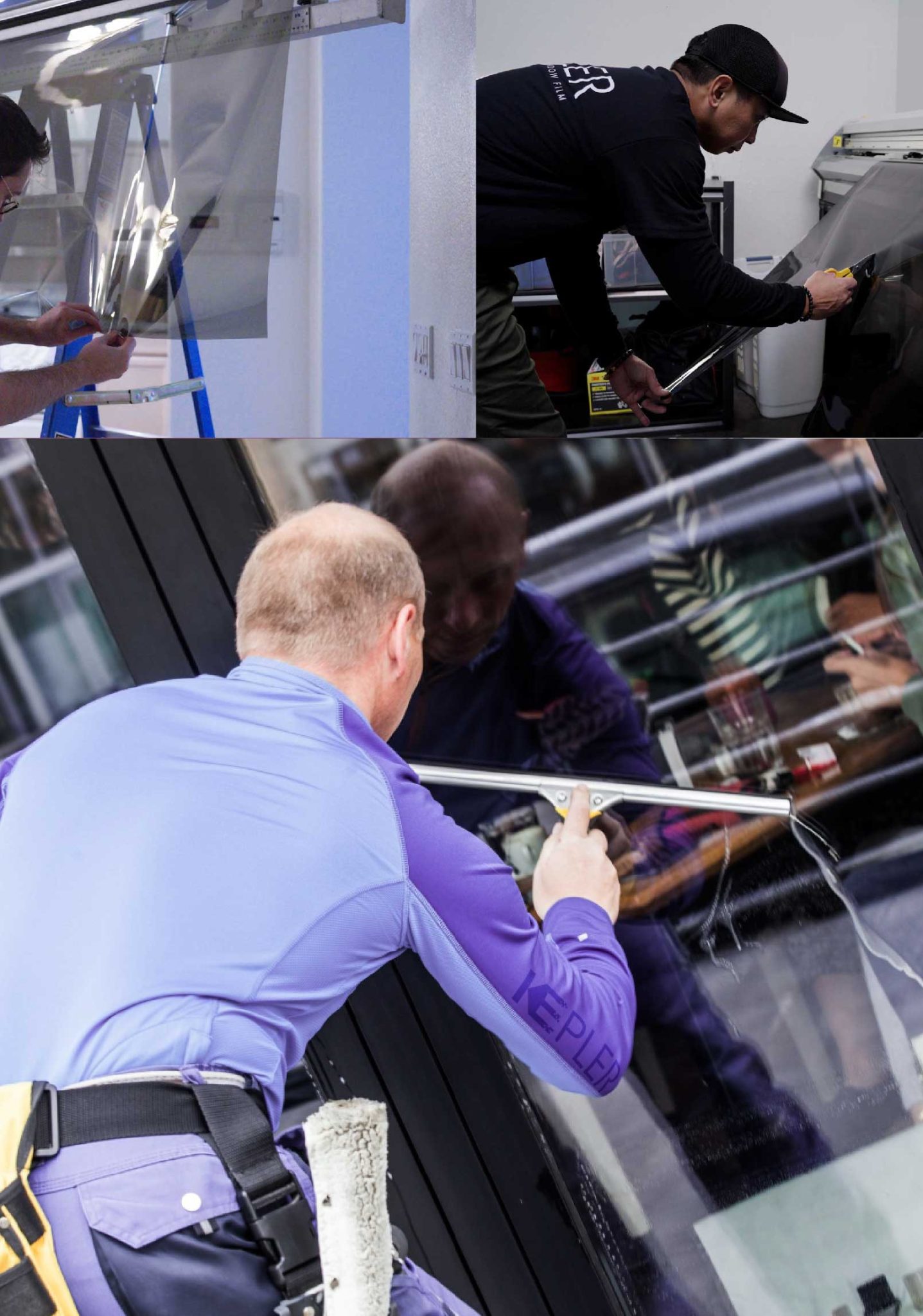Kepler Skilled Applying Anti-Graffiti Window Film to a Massapequa Shop Front