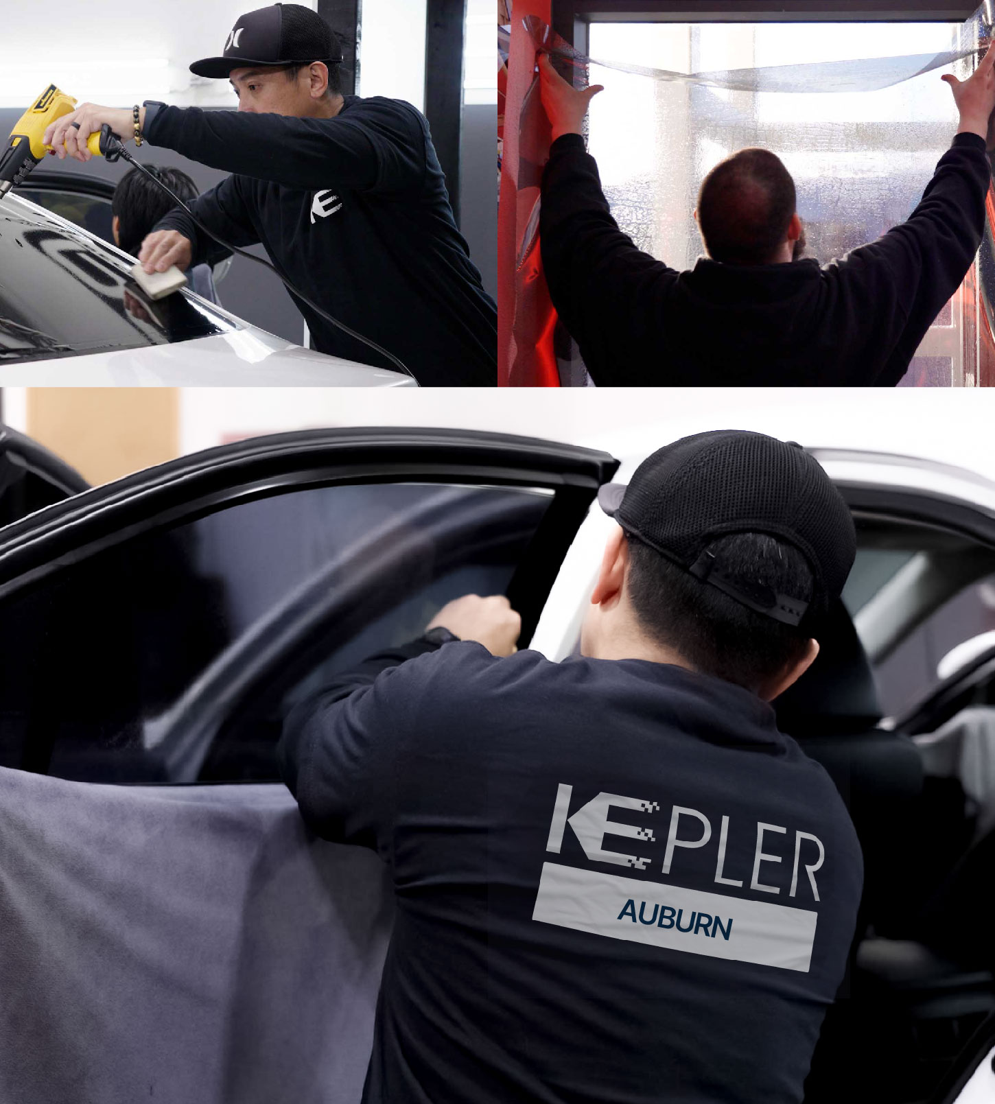 Automotive Window Tinting Expert Applying Film in Auburn, Washington