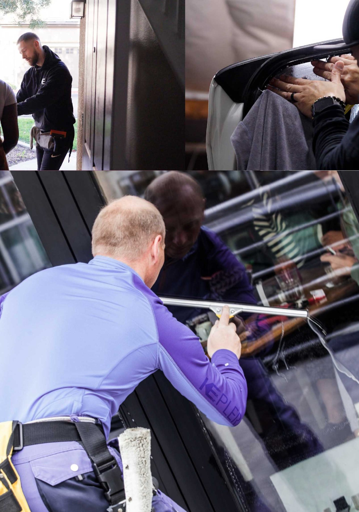 Kepler Professional Applying Anti-Graffiti Window Film to a Hicksville Shop Front