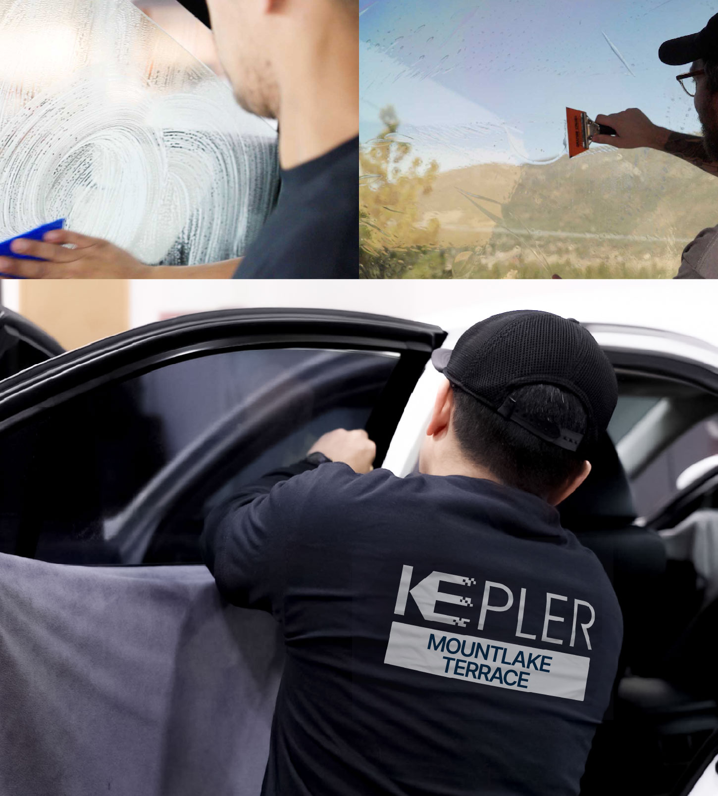 Automotive Window Tinting Expert Applying Film in Mountlake Terrace, Washington