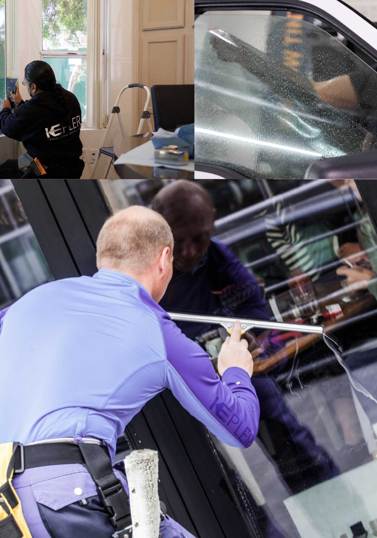 Kepler Expert Applying Anti-Graffiti Window Film to a Amsterdam Shop Front