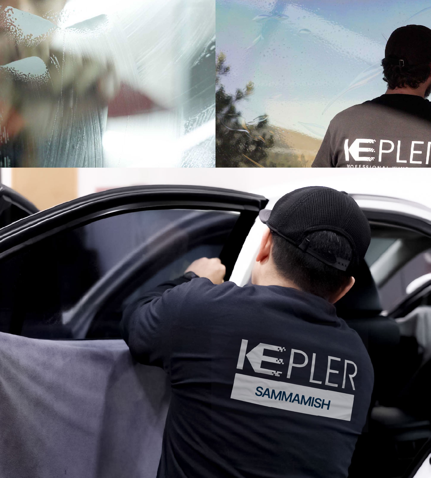 Automotive Window Tinting Expert Applying Film in Sammamish, Washington
