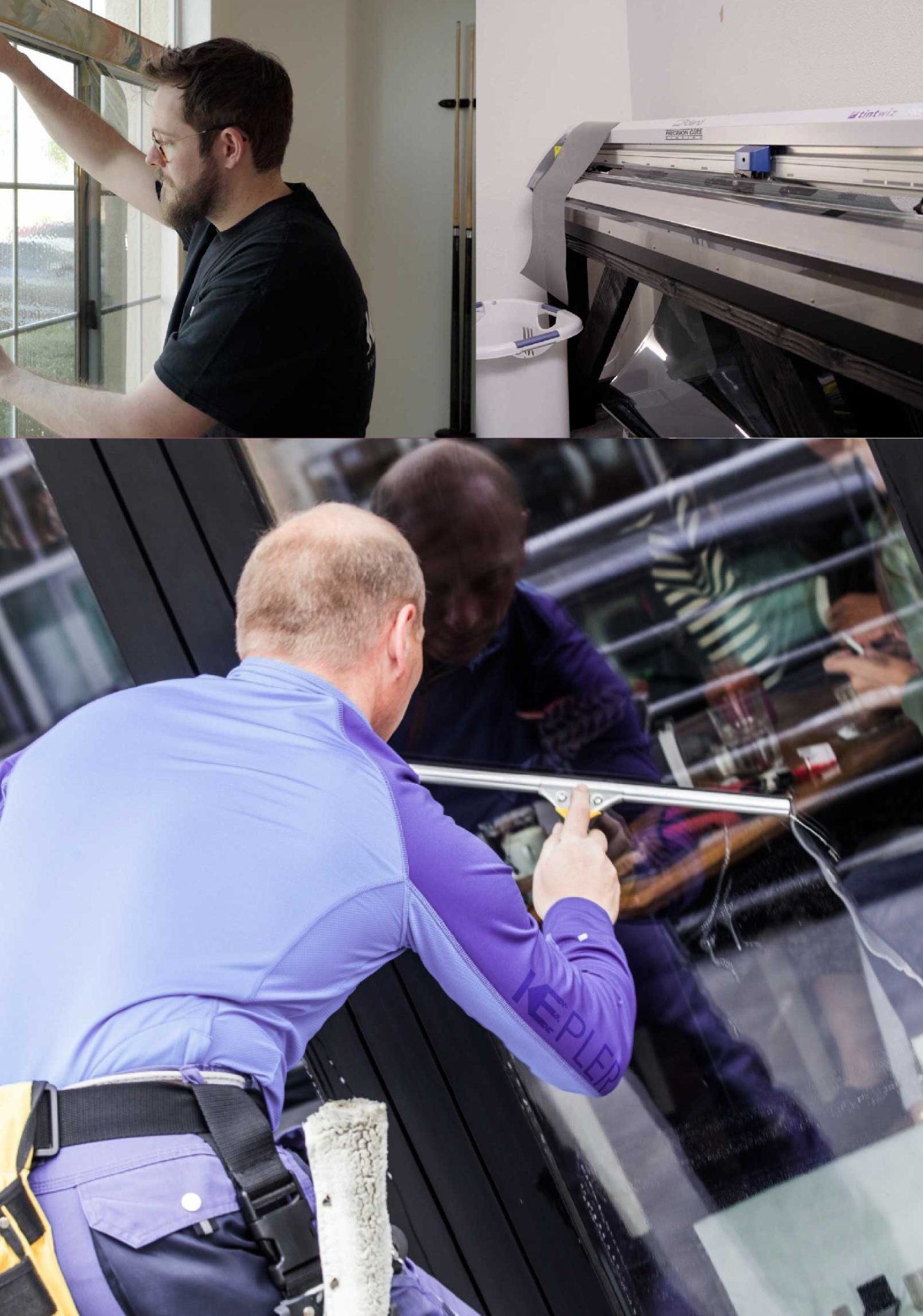 Kepler Skilled Applying Anti-Graffiti Window Film to a Cohoes Shop Front
