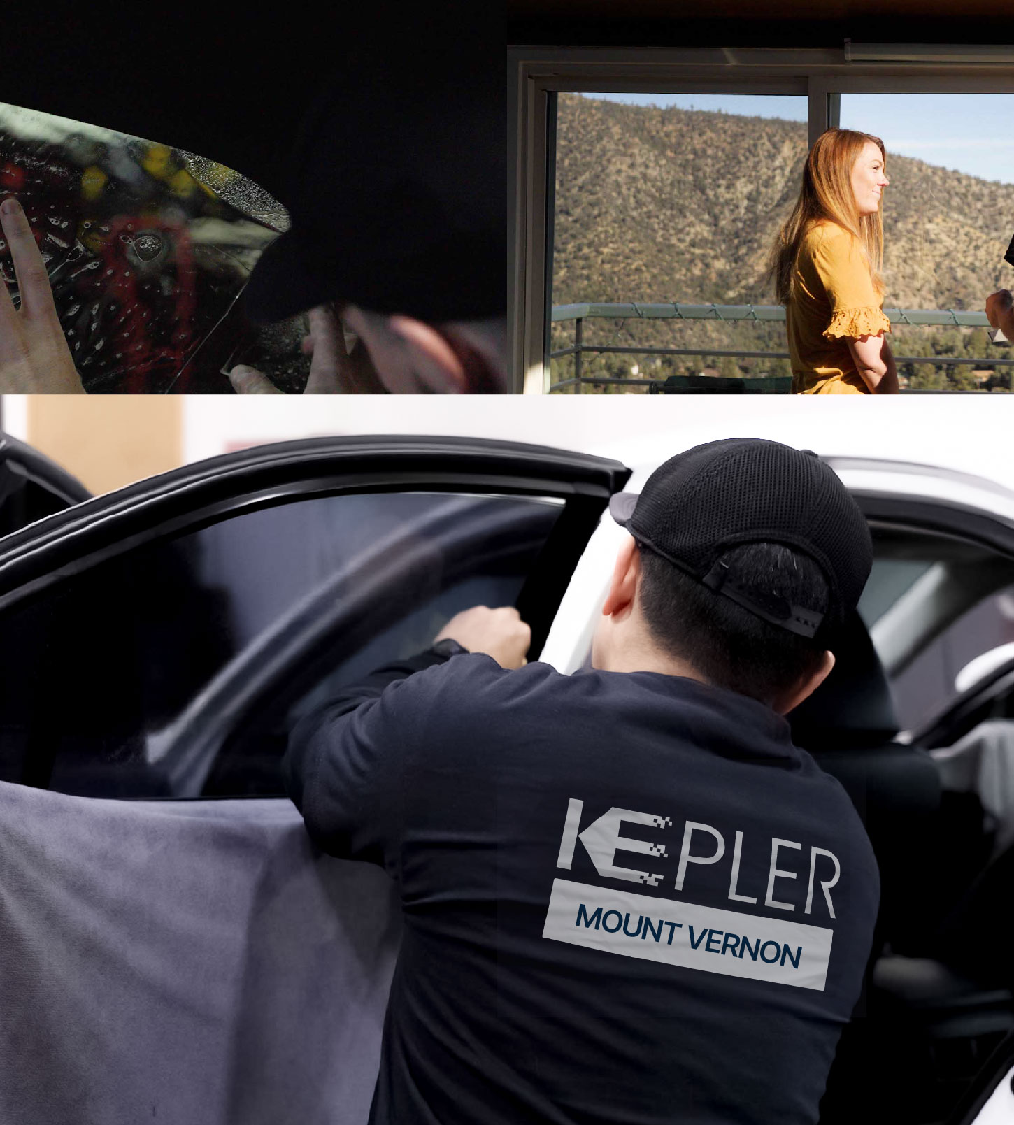 Automotive Window Tinting Expert Applying Film in Mount Vernon, Washington