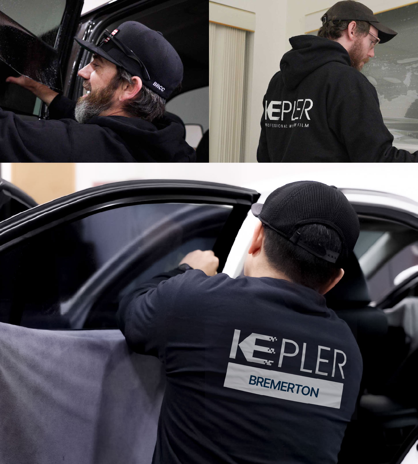 Automotive Window Tinting Expert Applying Film in Bremerton, Washington