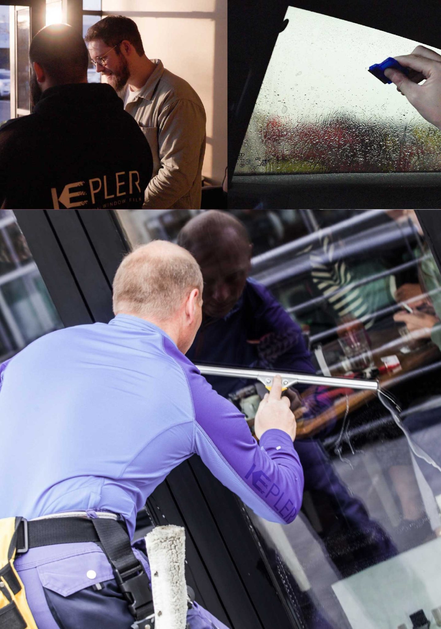 Kepler Expert Applying Anti-Graffiti Window Film to a Oswego Shop Front