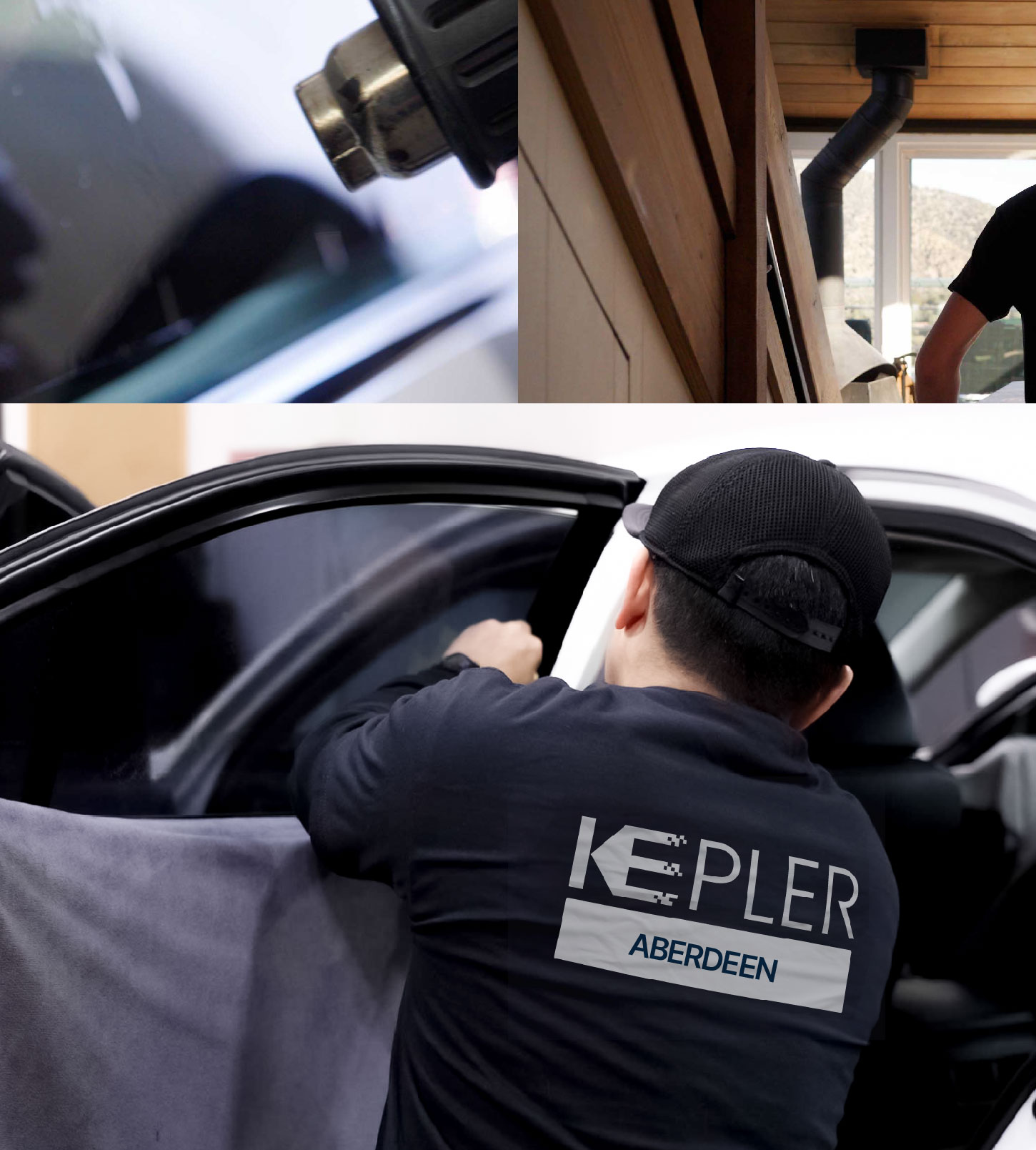 Automotive Window Tinting Expert Applying Film in Aberdeen, Washington