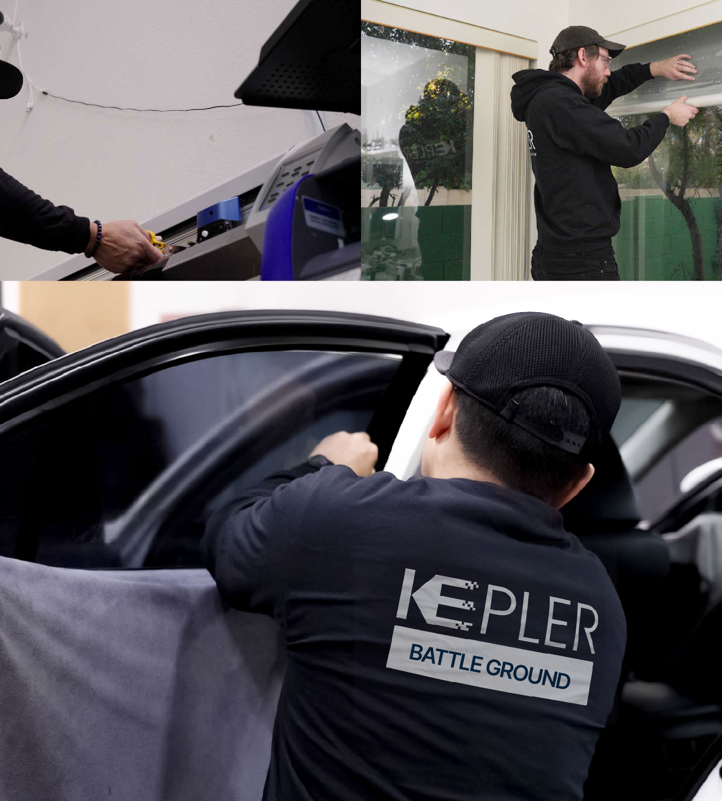 Automotive Window Tinting Expert Applying Film in Battle Ground, Washington