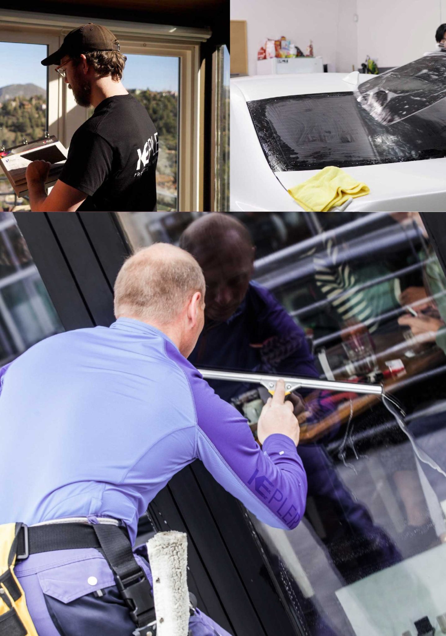 Kepler Expert Applying Anti-Graffiti Window Film to a Binghamton Shop Front