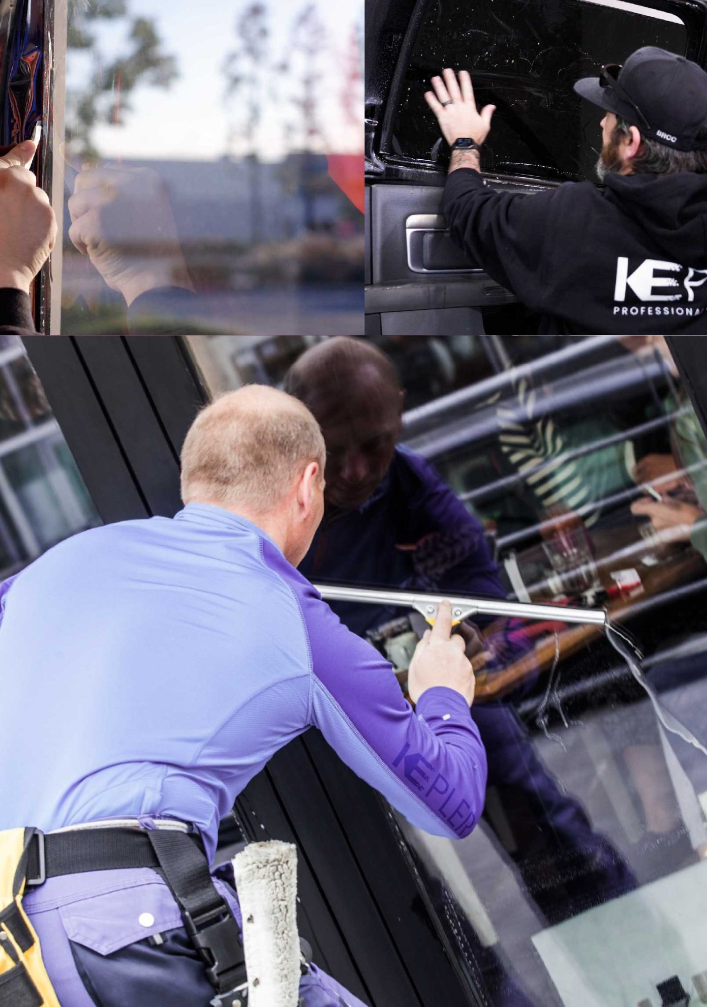 Kepler Professional Applying Anti-Graffiti Window Film to a Hamburg Shop Front