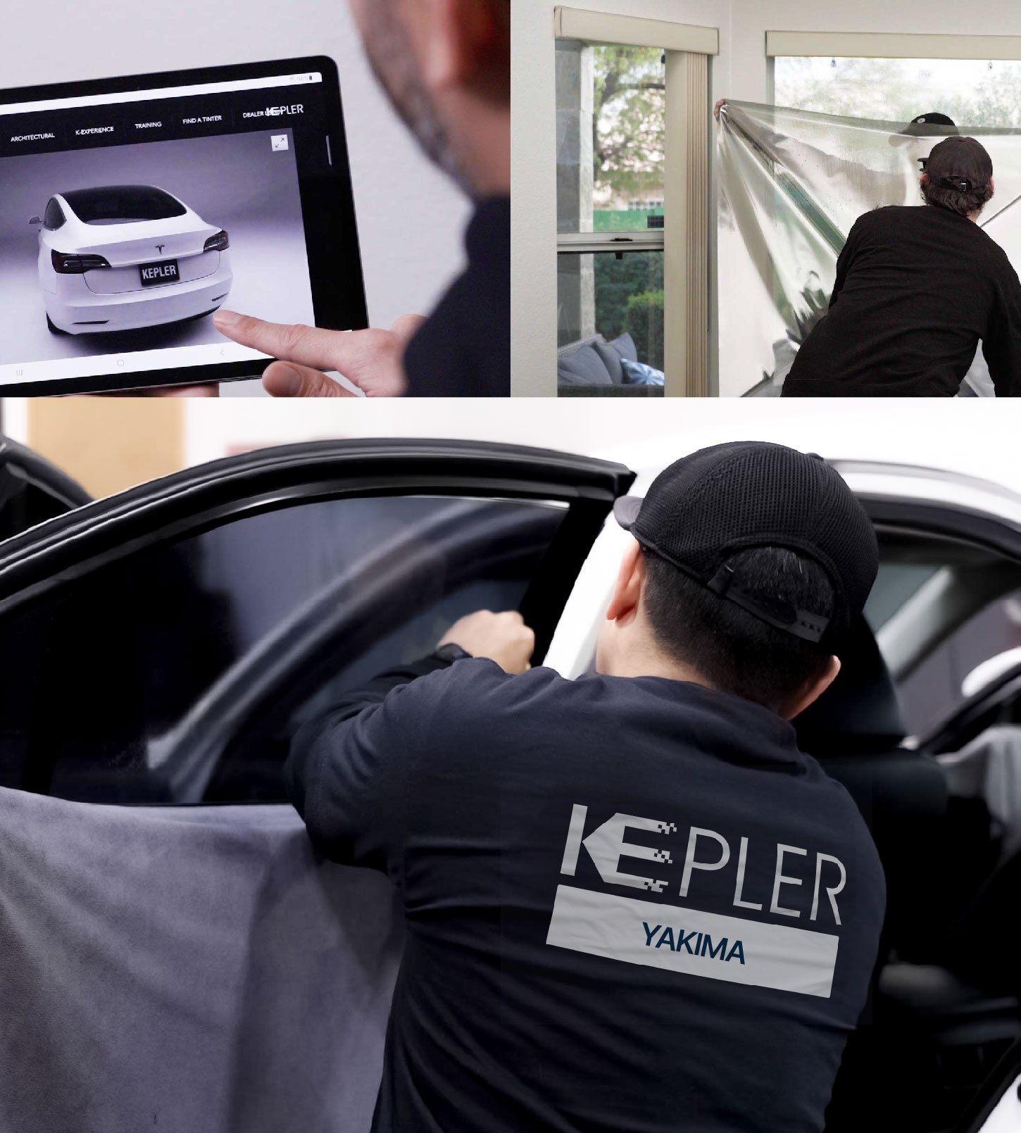 Automotive Window Tinting Expert Applying Film in Yakima, Washington