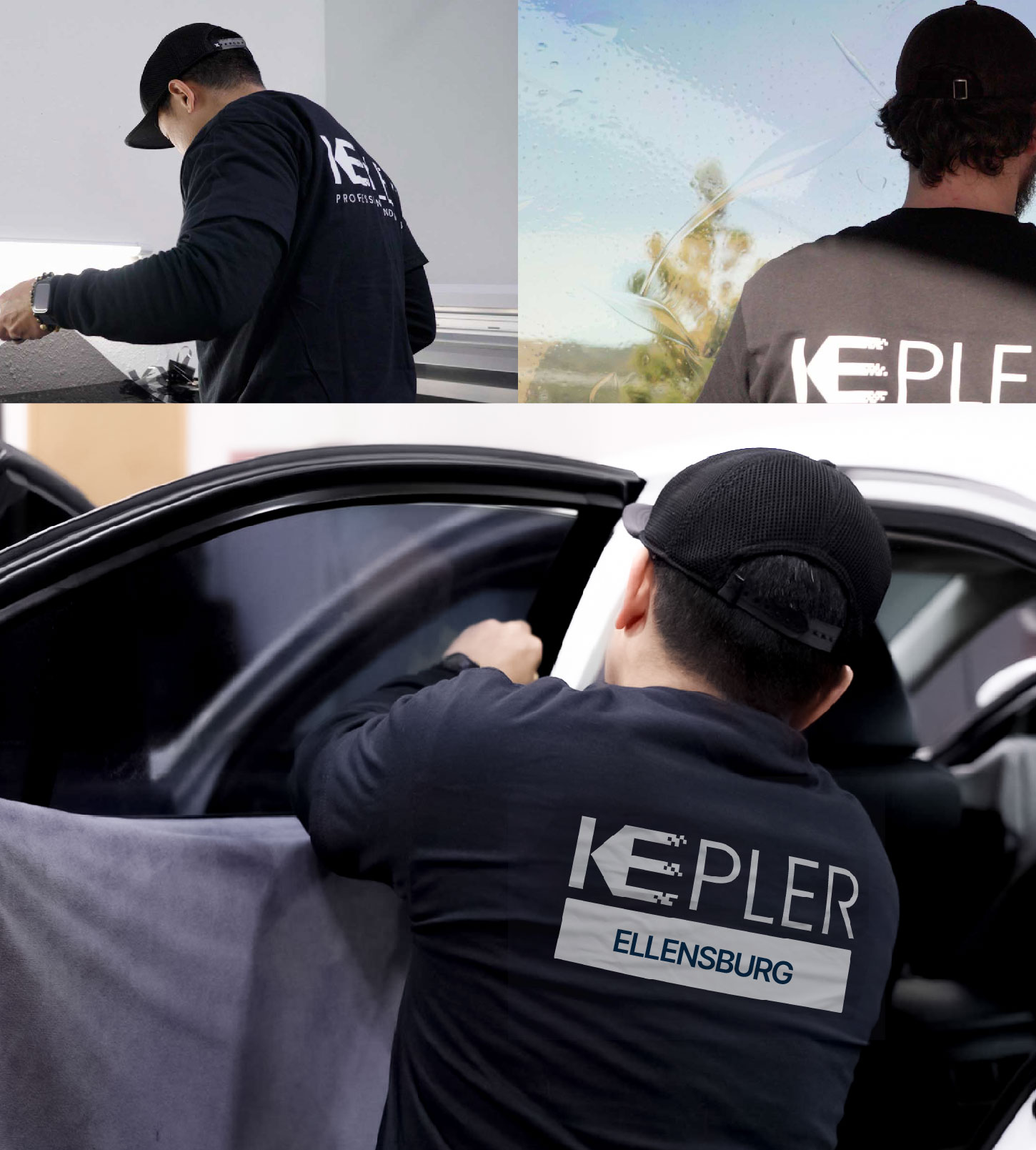 Automotive Window Tinting Expert Applying Film in Ellensburg, Washington