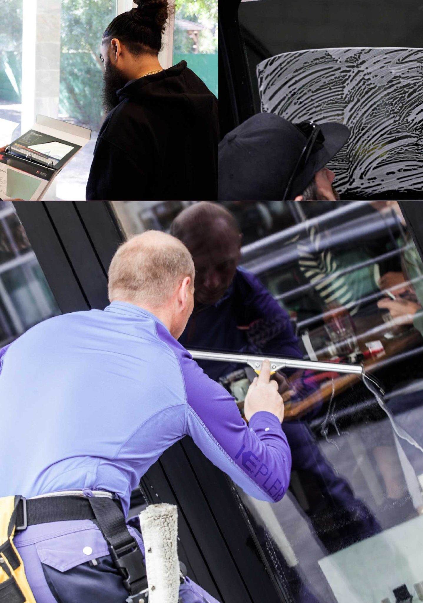 Kepler Professional Applying Anti-Graffiti Window Film to a North Tonawanda Shop Front